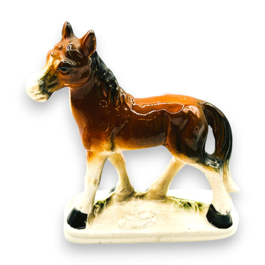 Hand-Painted Vintage Ceramic Horse Statue