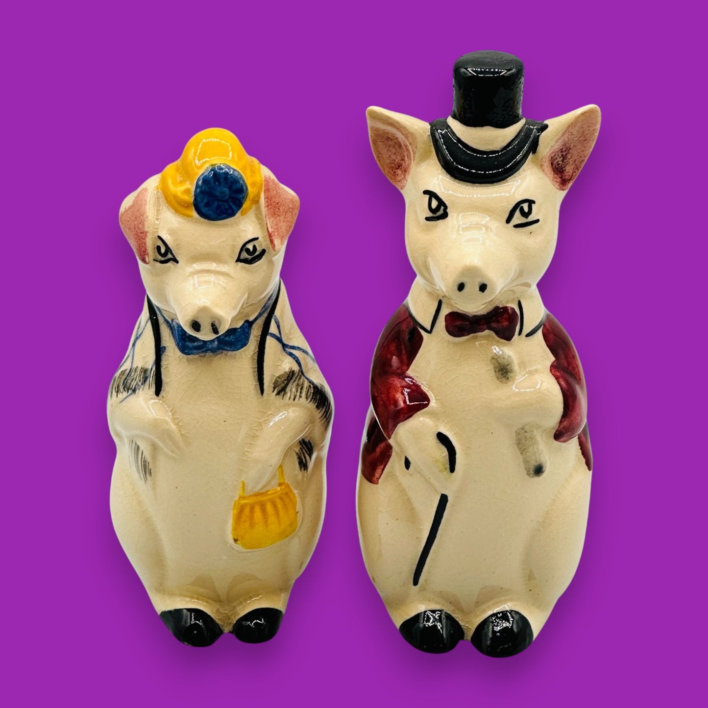 Mr. & Mrs Pig Salt and Pepper Shakers – 1940s Vintage Collectible