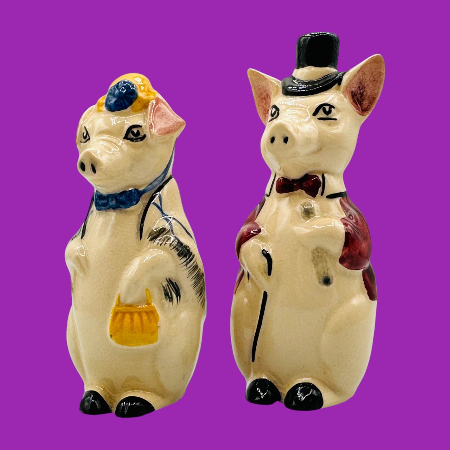 Mr. & Mrs Pig Salt and Pepper Shakers – 1940s Vintage Collectible
