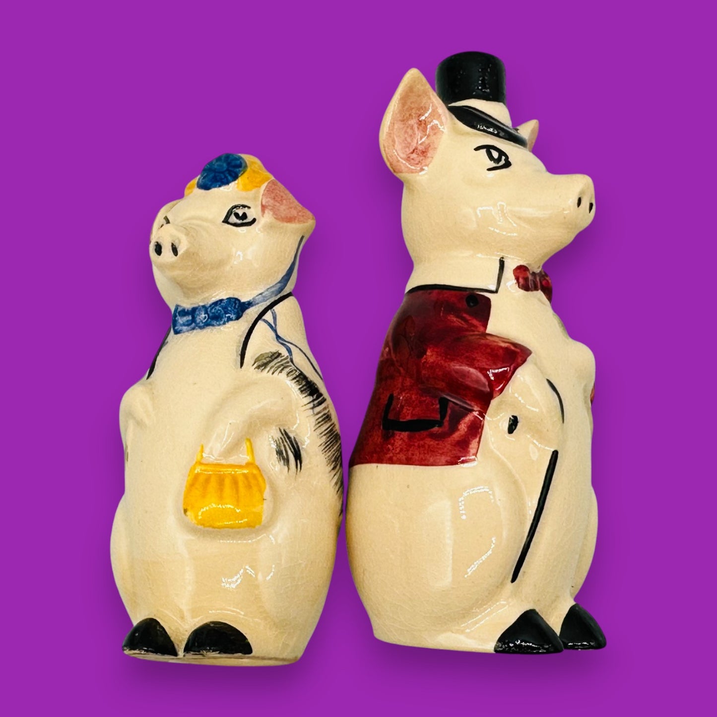 Mr. & Mrs Pig Salt and Pepper Shakers – 1940s Vintage Collectible