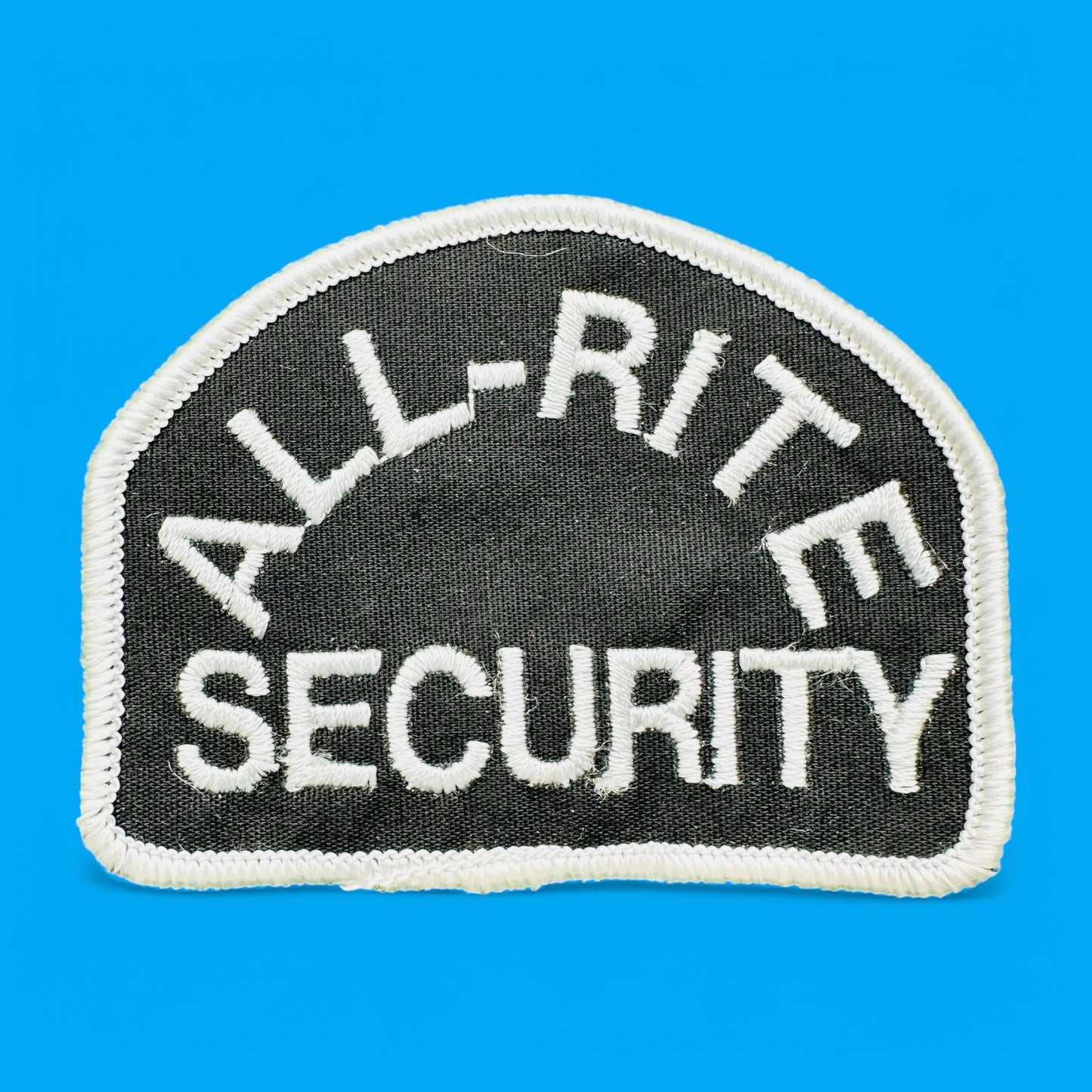 ALL-RITE Security Embroidered Patch - Vintage features a blue background with white text, perfect for trucker caps.