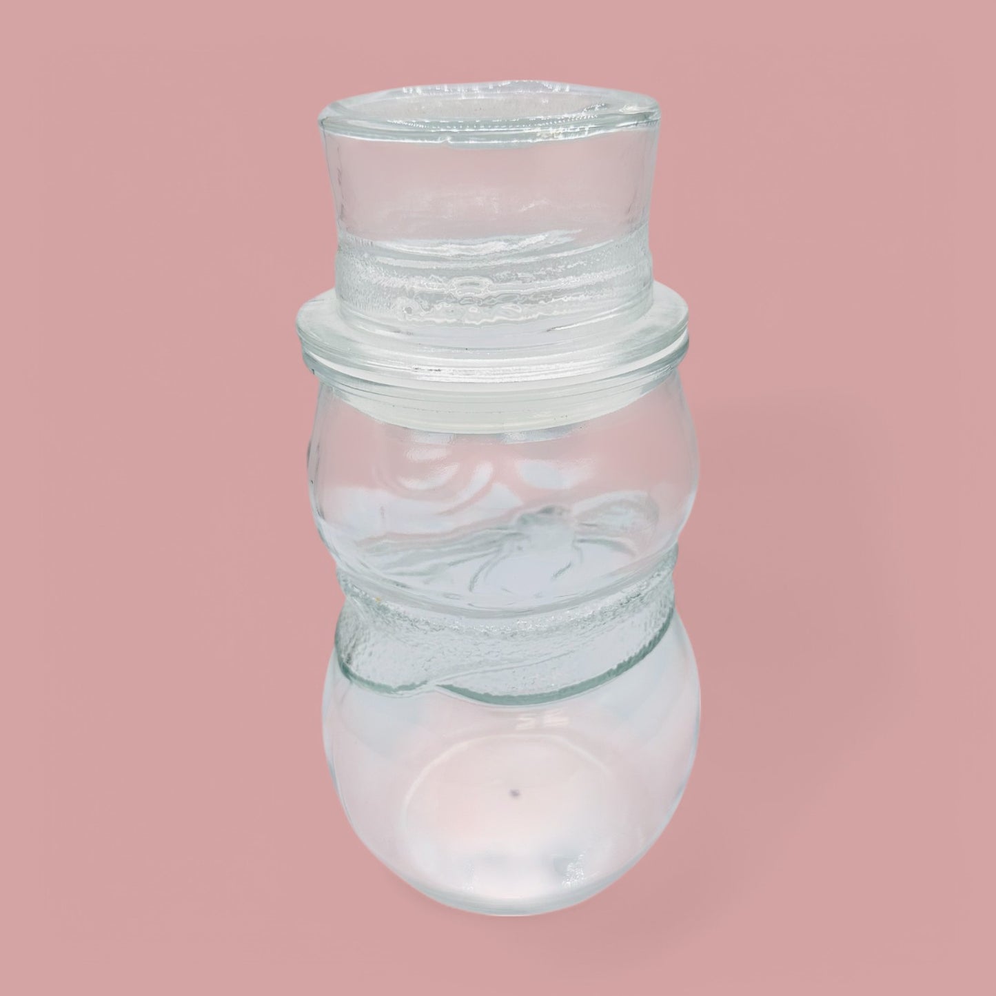 Libbey Clear Glass Frosty The Snowman Top Hat Lid Christmas Candy Cookie Jar