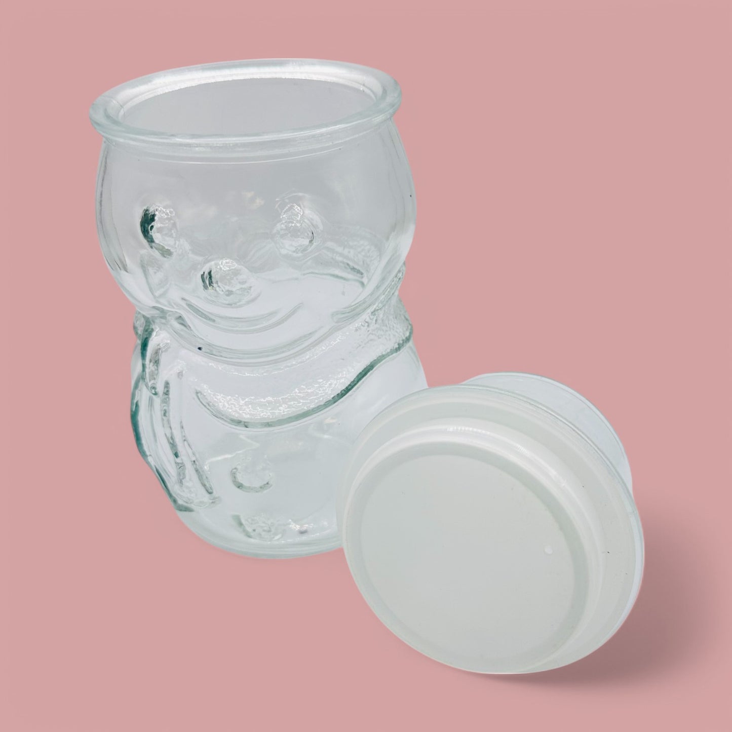 Libbey Clear Glass Frosty The Snowman Top Hat Lid Christmas Candy Cookie Jar
