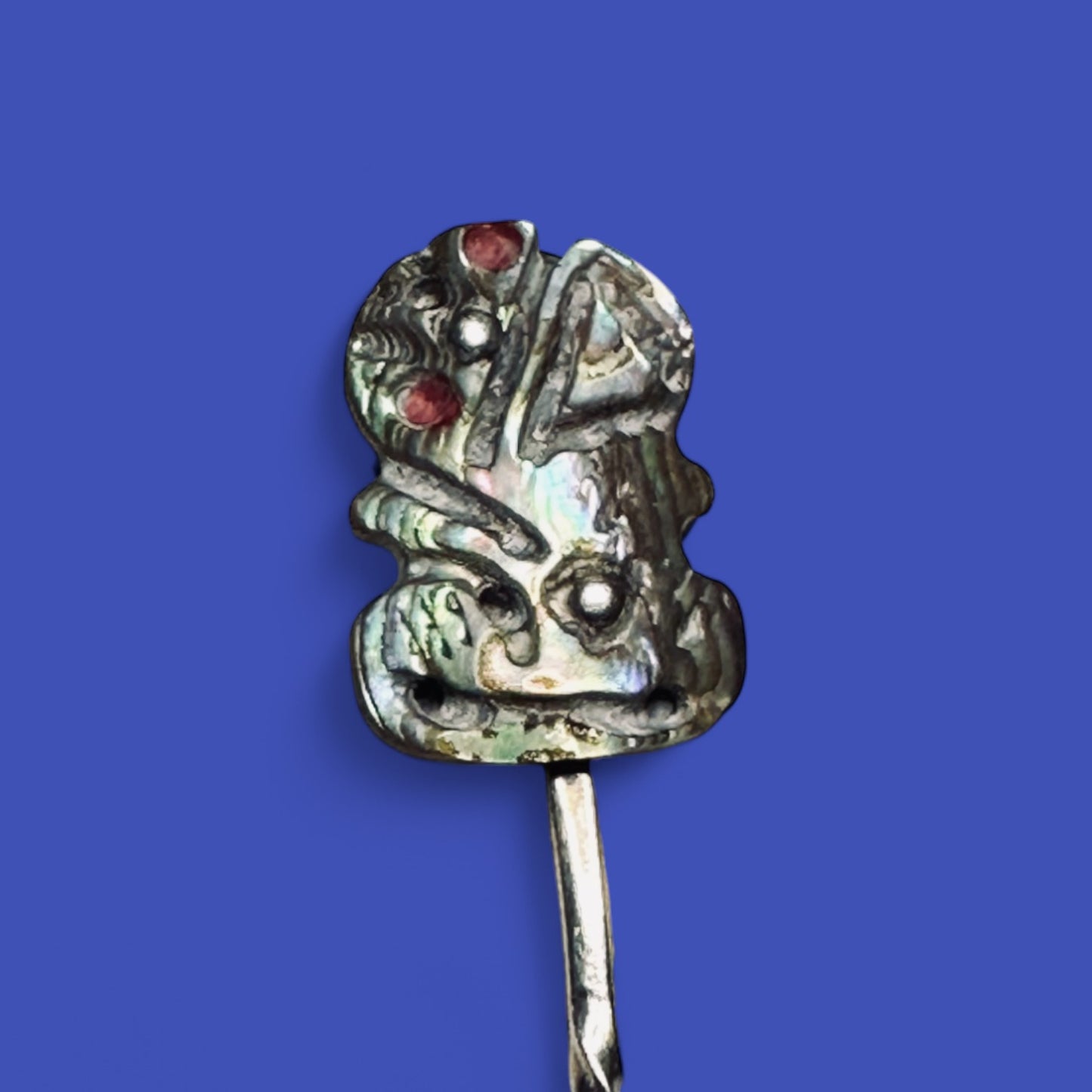 Vintage New Zealand Māori Silver & Mother of Pearl Spoons – Tribal Carving Detail