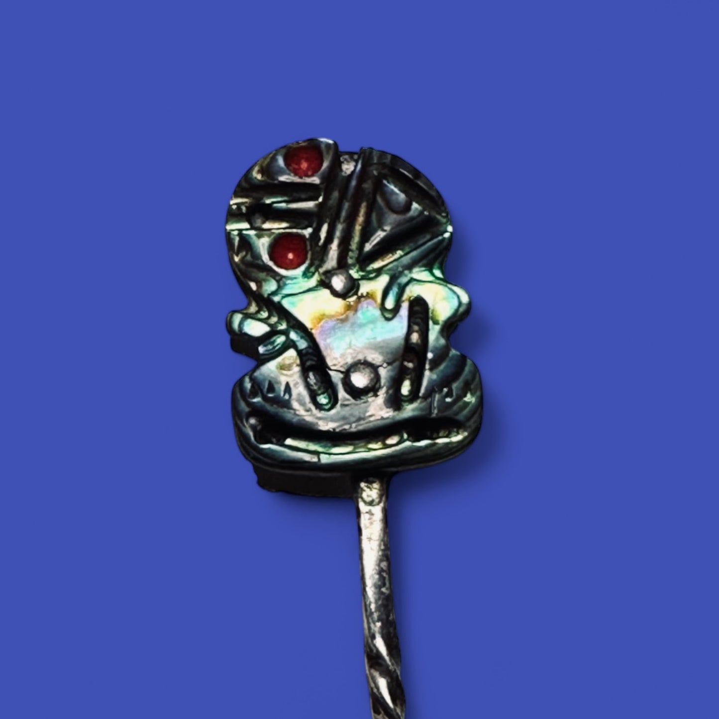 Vintage New Zealand Māori Silver & Mother of Pearl Spoons – Tribal Carving Detail