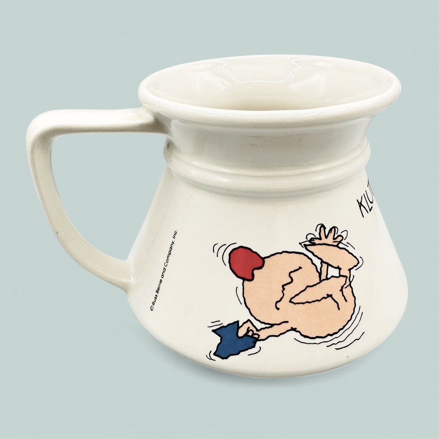 Vintage No Spill Mug Klutz Proof Mug Cartoon Design