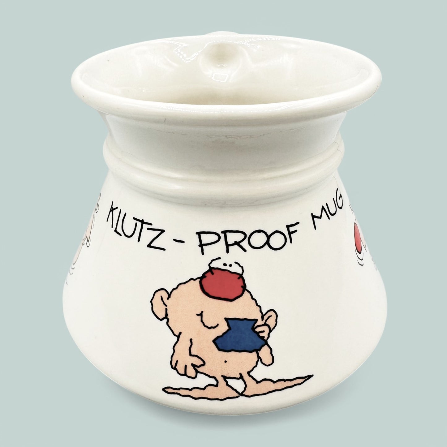 Vintage No Spill Mug Klutz Proof Mug Cartoon Design
