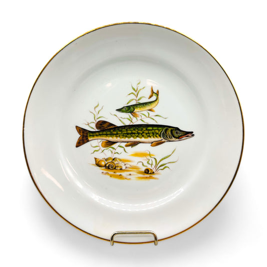 Vintage 1960's Naanam Israel Ltd. Fish Plate Gold Rimmed 9.5" Dinner Plate - 5 Varies to Choose