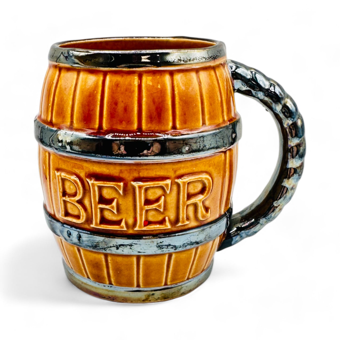 Vintage Rustic Beer Barrel-Inspired Beer Mug with Rounded Design