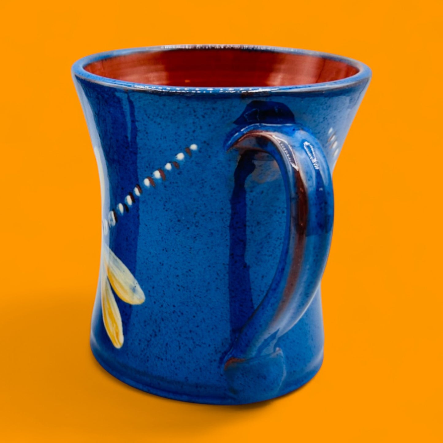 Blue Dragonfly Hand-Painted Pottery Mugs - Whimsical