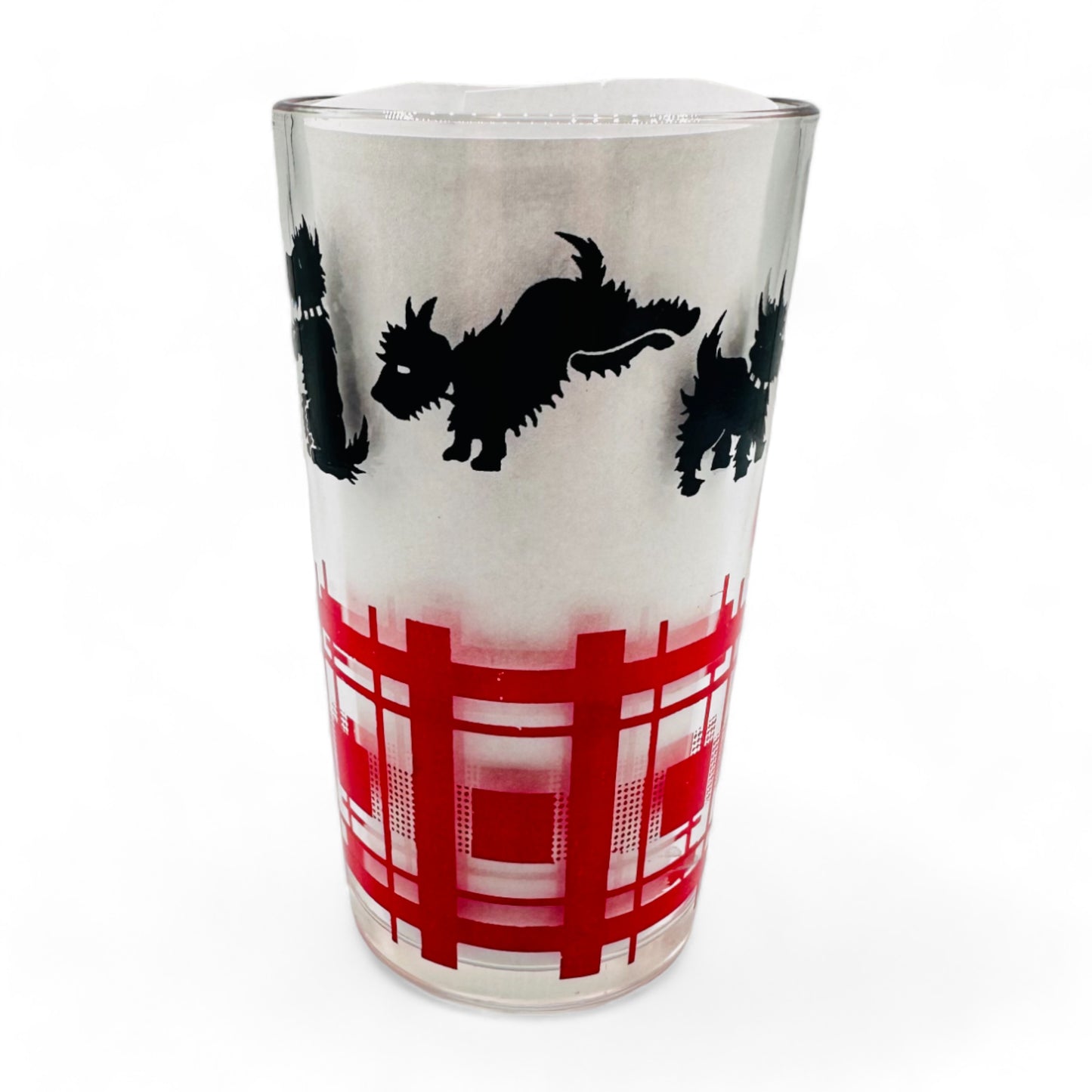 Scottie Dog Tartan Tumbler Glasses - Vintage Anchor Hocking Glassware - Blank & Re