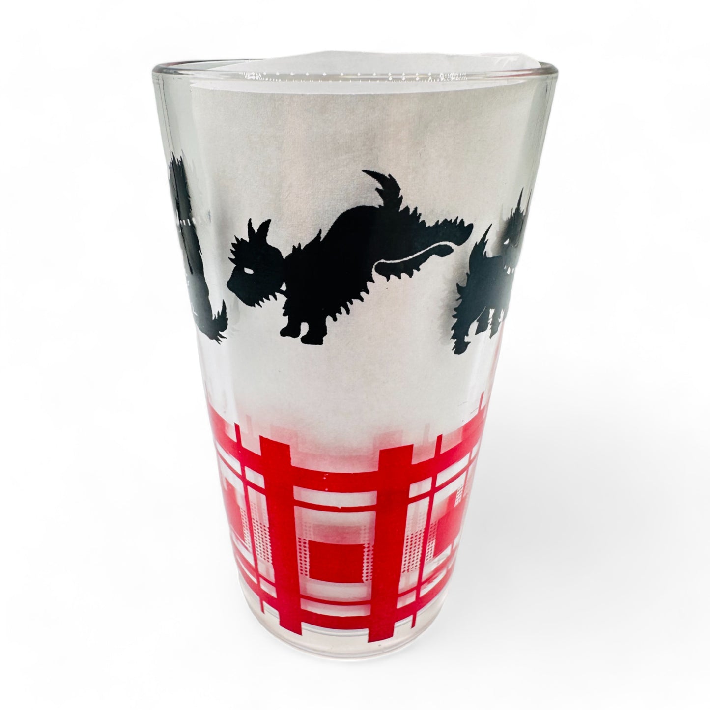 Scottie Dog Tartan Tumbler Glasses - Vintage Anchor Hocking Glassware - Blank & Re