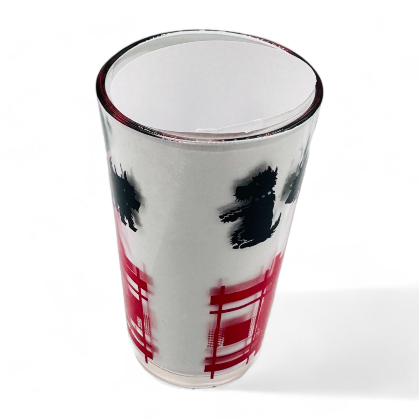 Scottie Dog Tartan Tumbler Glasses - Vintage Anchor Hocking Glassware - Blank & Re