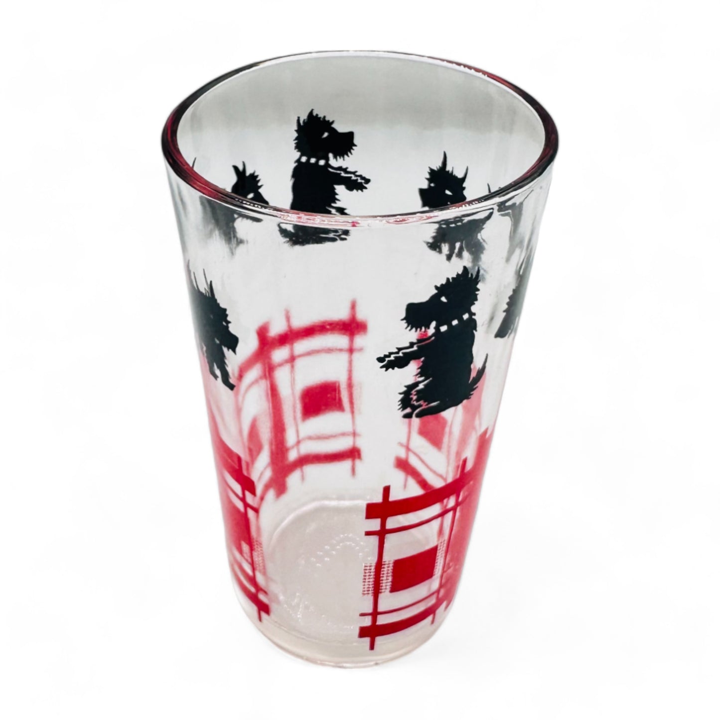Scottie Dog Tartan Tumbler Glasses - Vintage Anchor Hocking Glassware - Blank & Re