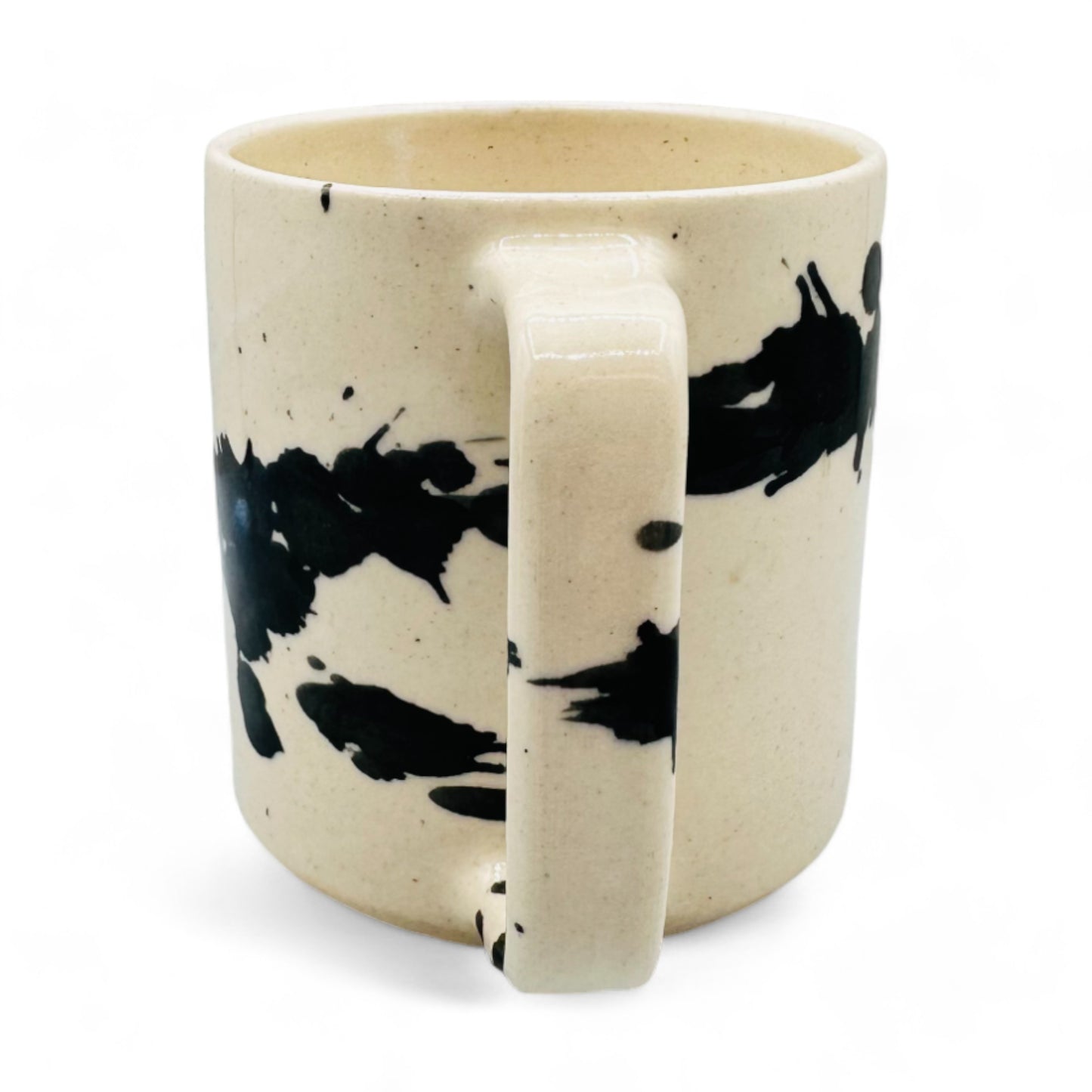 JAW Creative Splatter Ink Blot Coffee Mug in Beige and Black Ink Work
