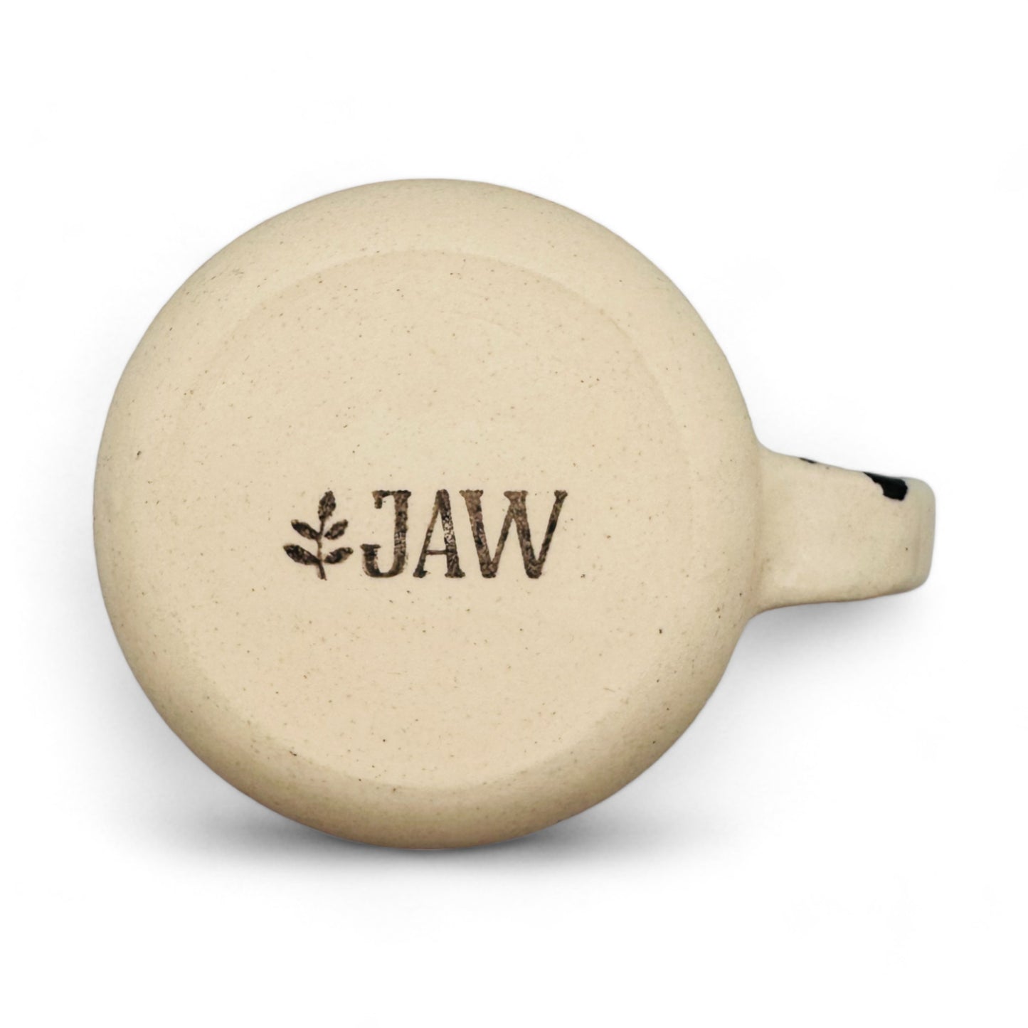 JAW Creative Splatter Ink Blot Coffee Mug in Beige and Black Ink Work