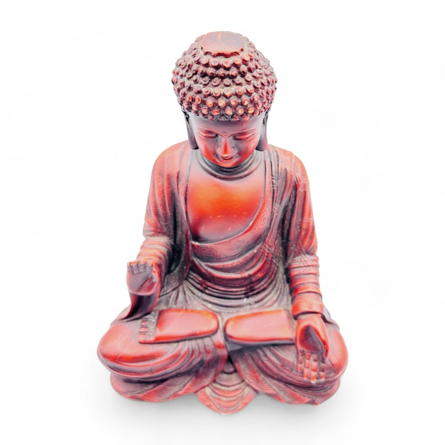 8 inch tall, brown, resin Buddha sculpture