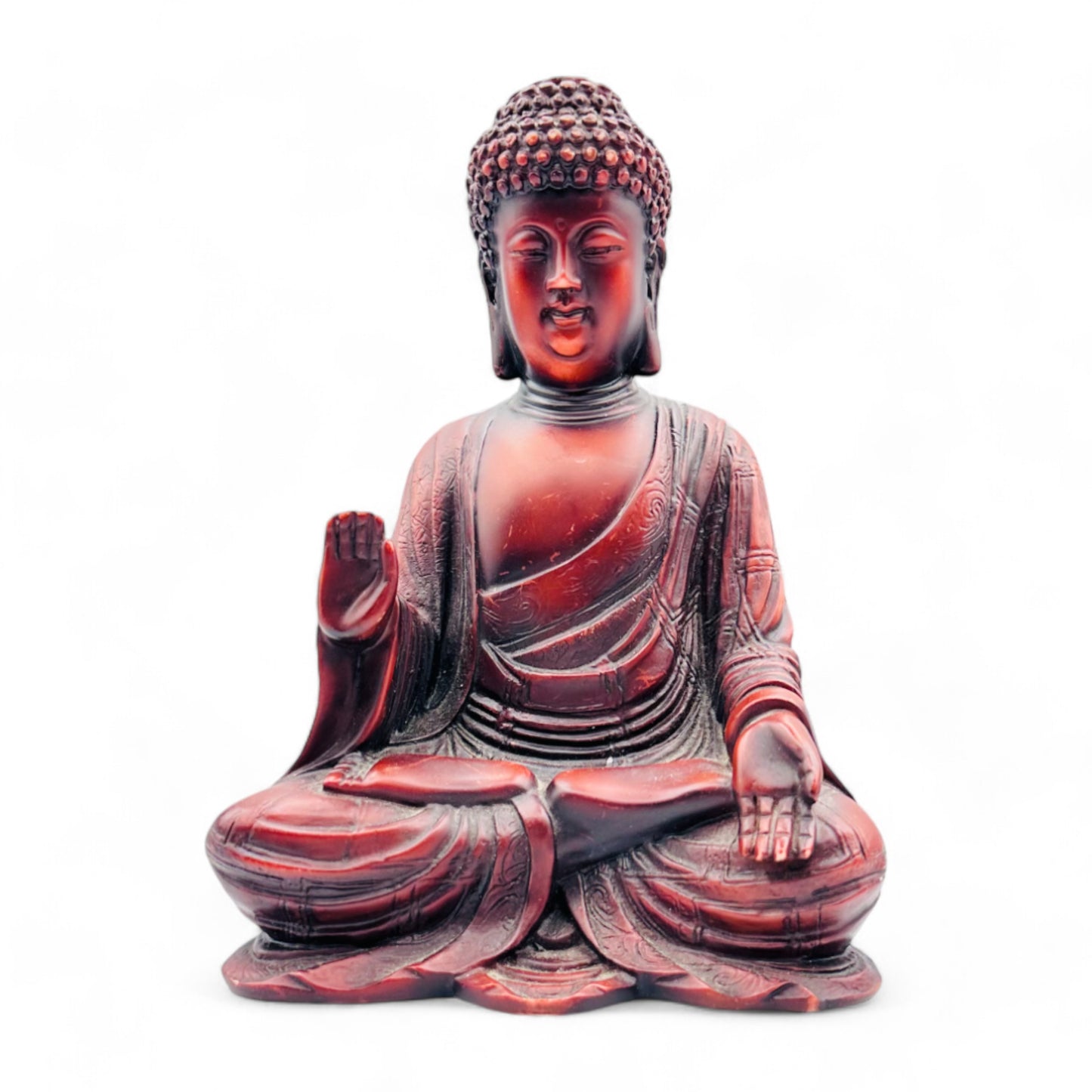 8 inch tall, brown, resin Buddha sculpture