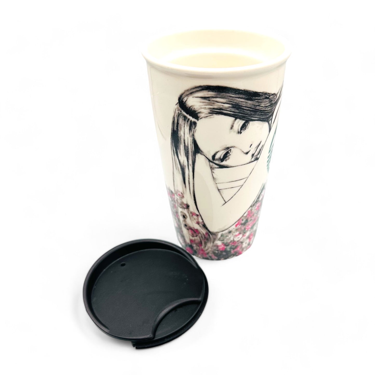 Charlotte Robinson Starbucks Travel Mug with Pencil Sketch Woman
