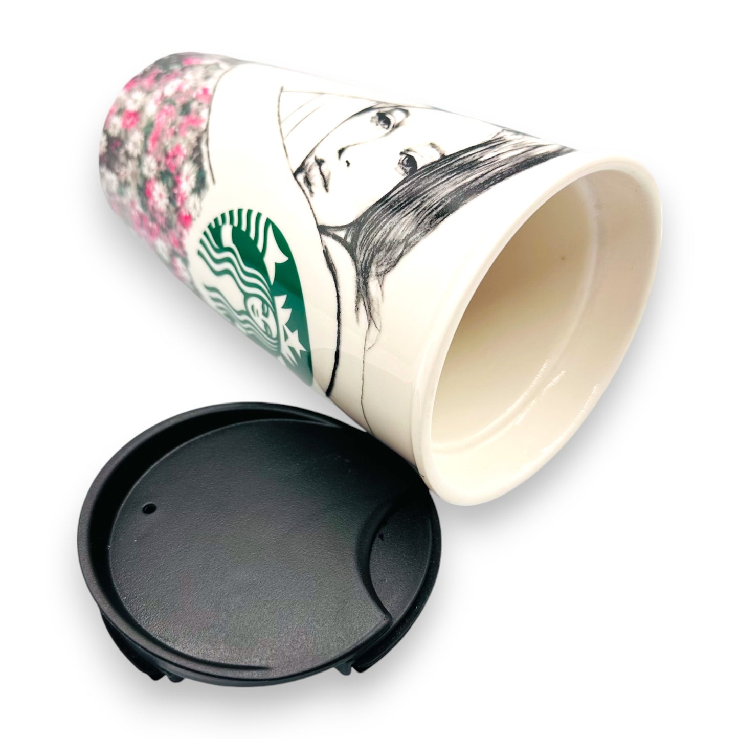 Charlotte Robinson Starbucks Travel Mug with Pencil Sketch Woman
