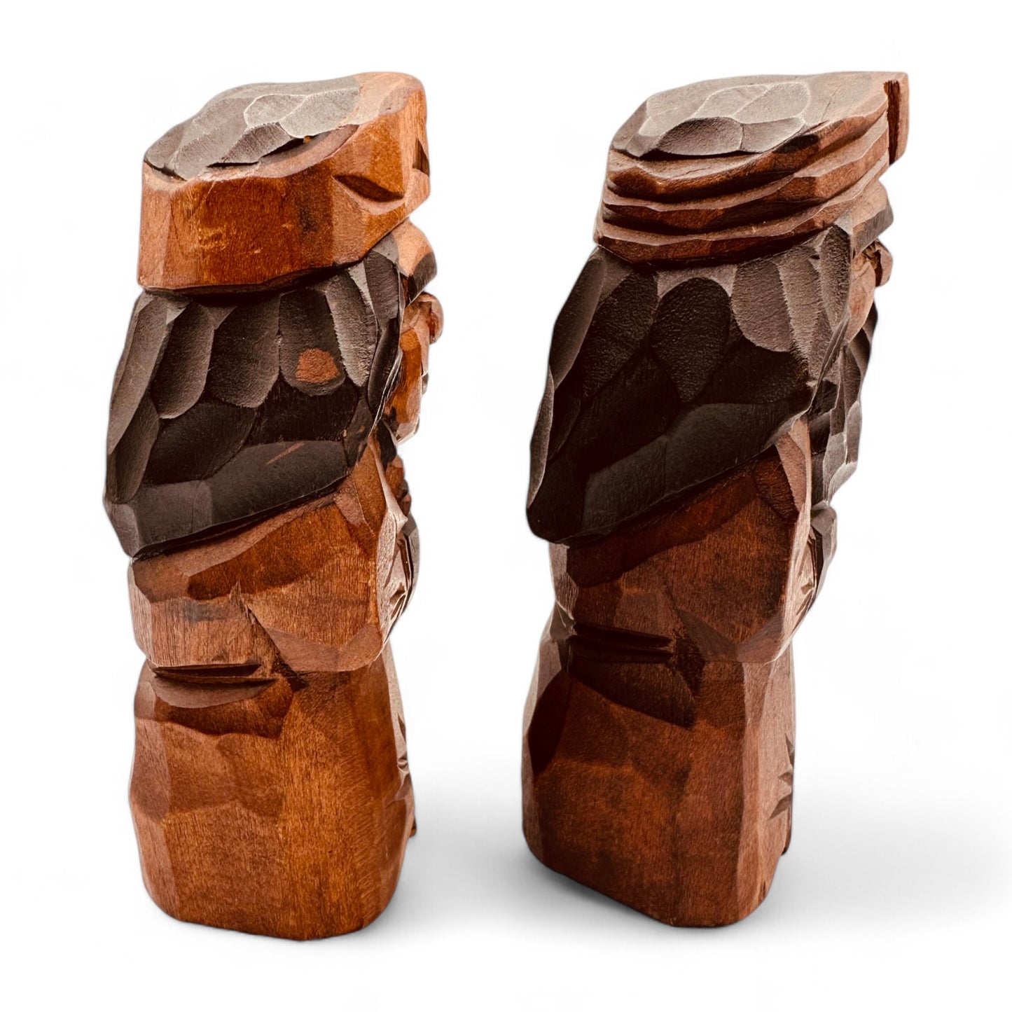 Vintage Handcarved Ainu Folk Art Couple - Traditional Japanese Wooden Dolls