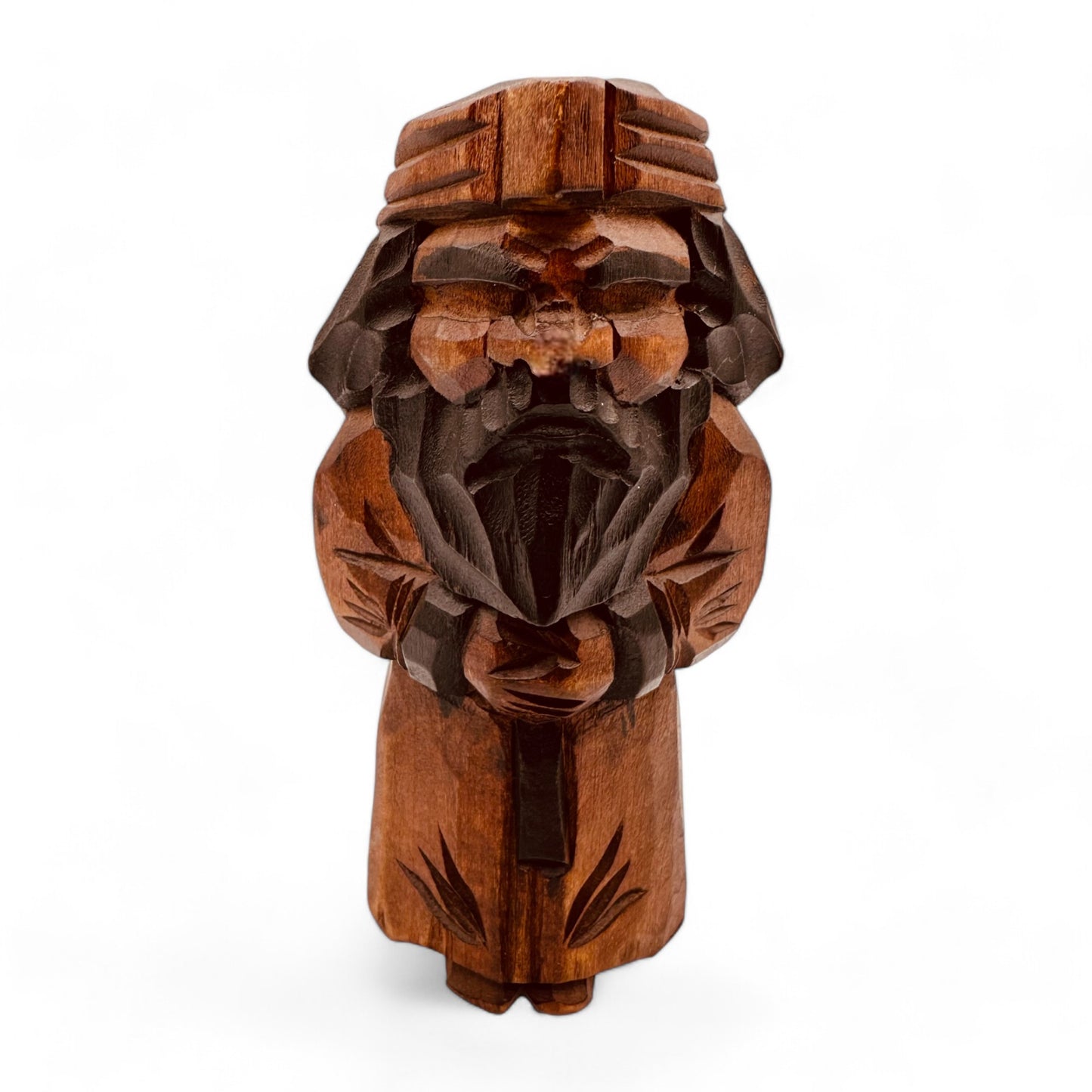Vintage Handcarved Ainu Folk Art Couple - Traditional Japanese Wooden Dolls