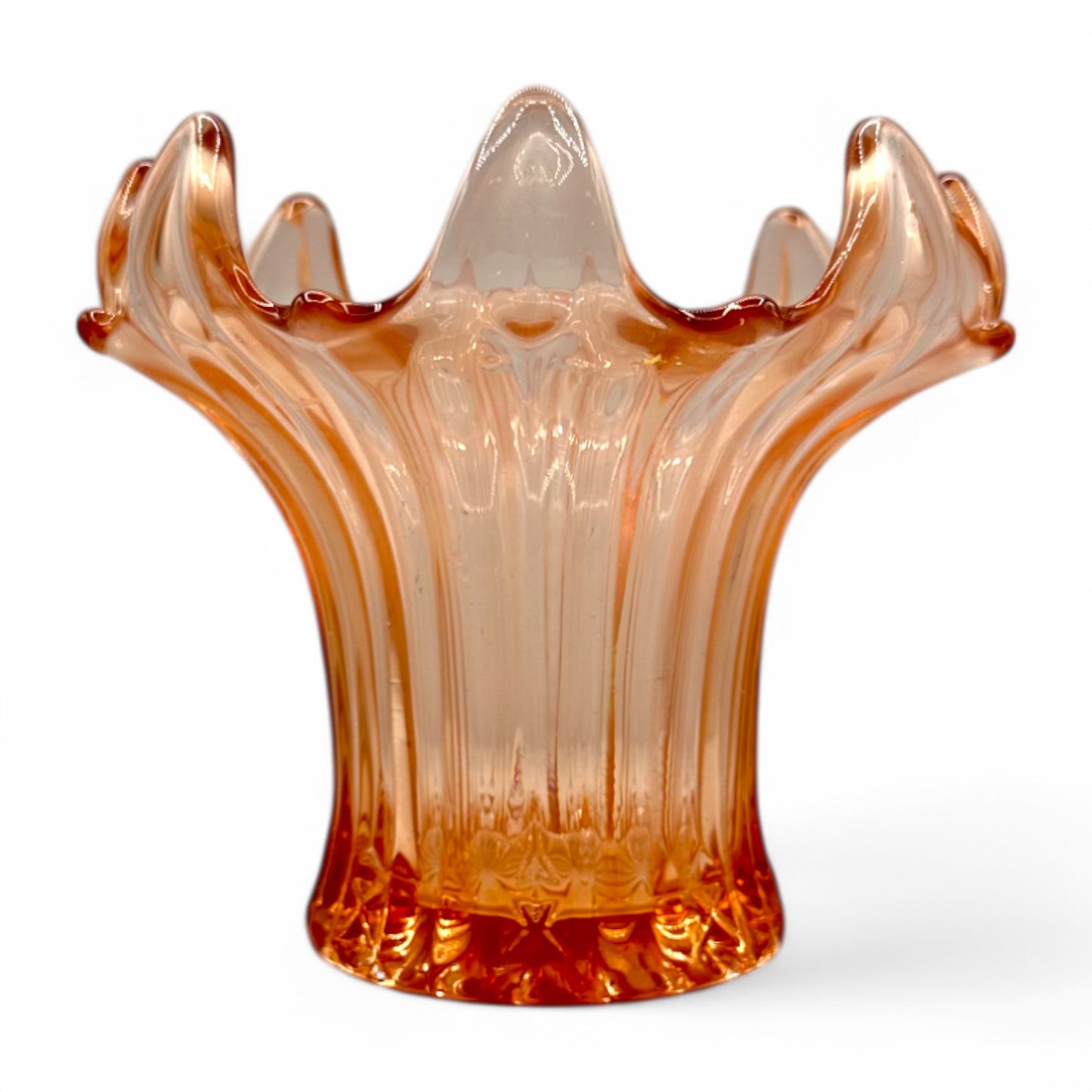 Art Deco Depression Glass Vase - Rose Coloured Lily Vase