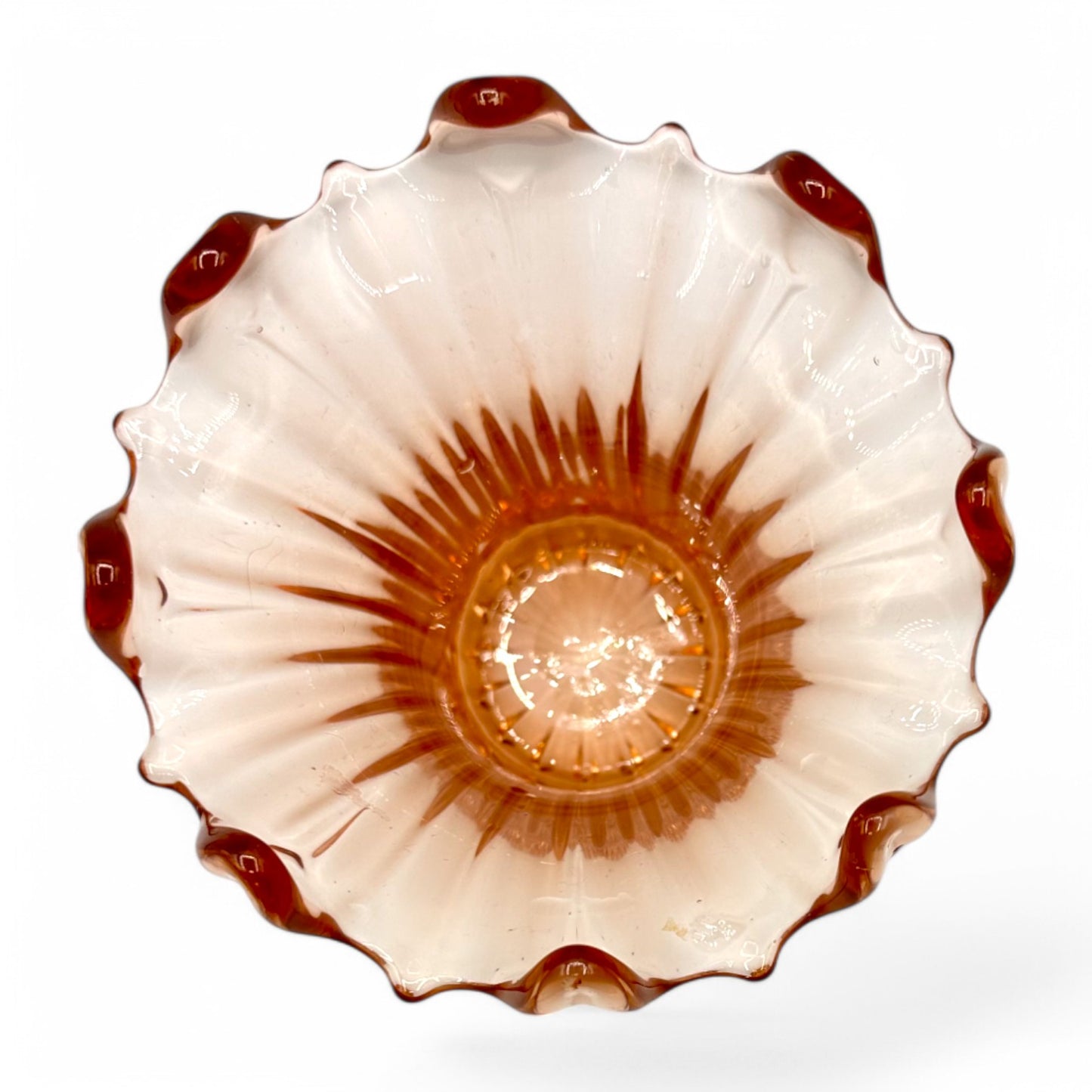 Art Deco Depression Glass Vase - Rose Coloured Lily Vase