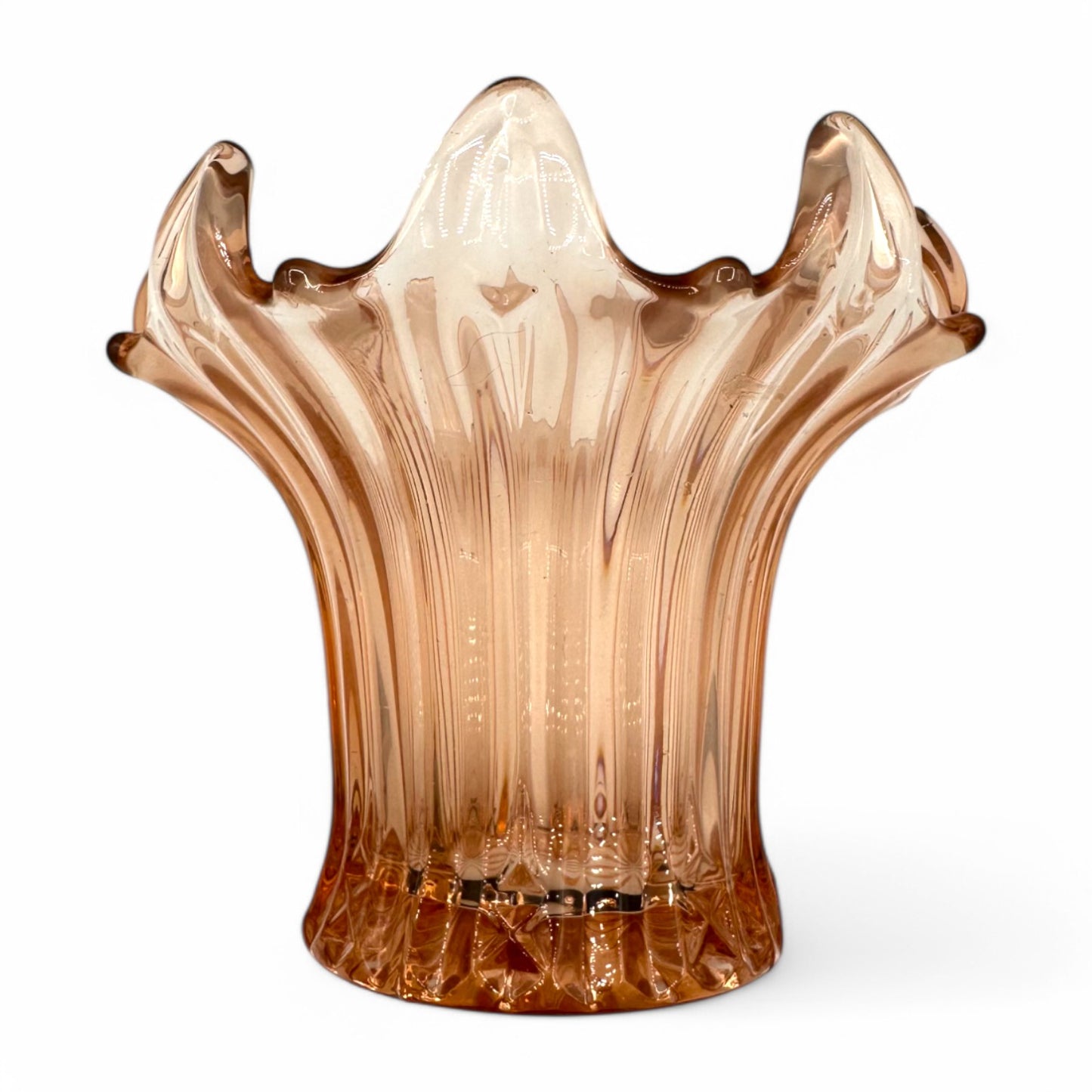 Art Deco Depression Glass Vase - Rose Coloured Lily Vase