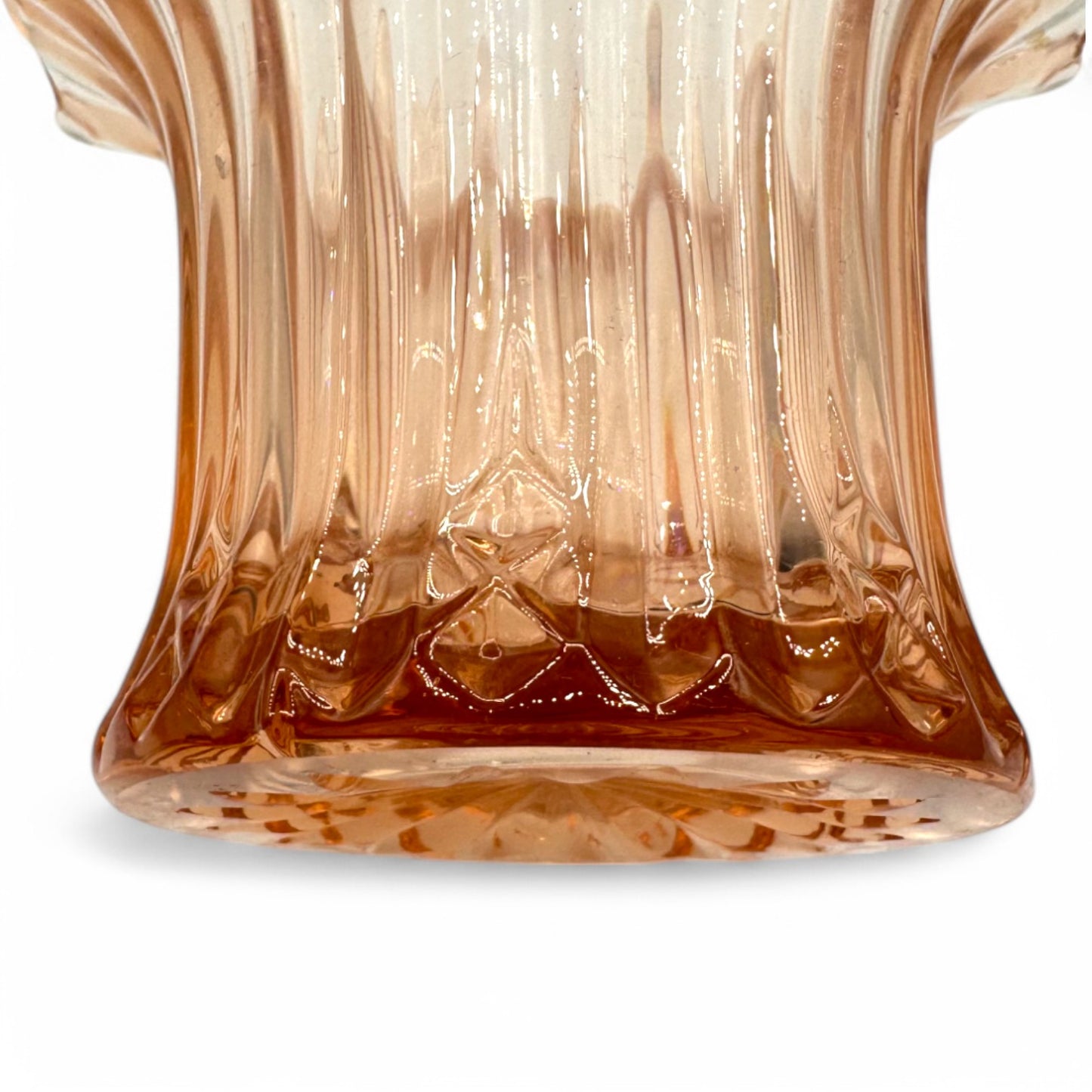 Art Deco Depression Glass Vase - Rose Coloured Lily Vase