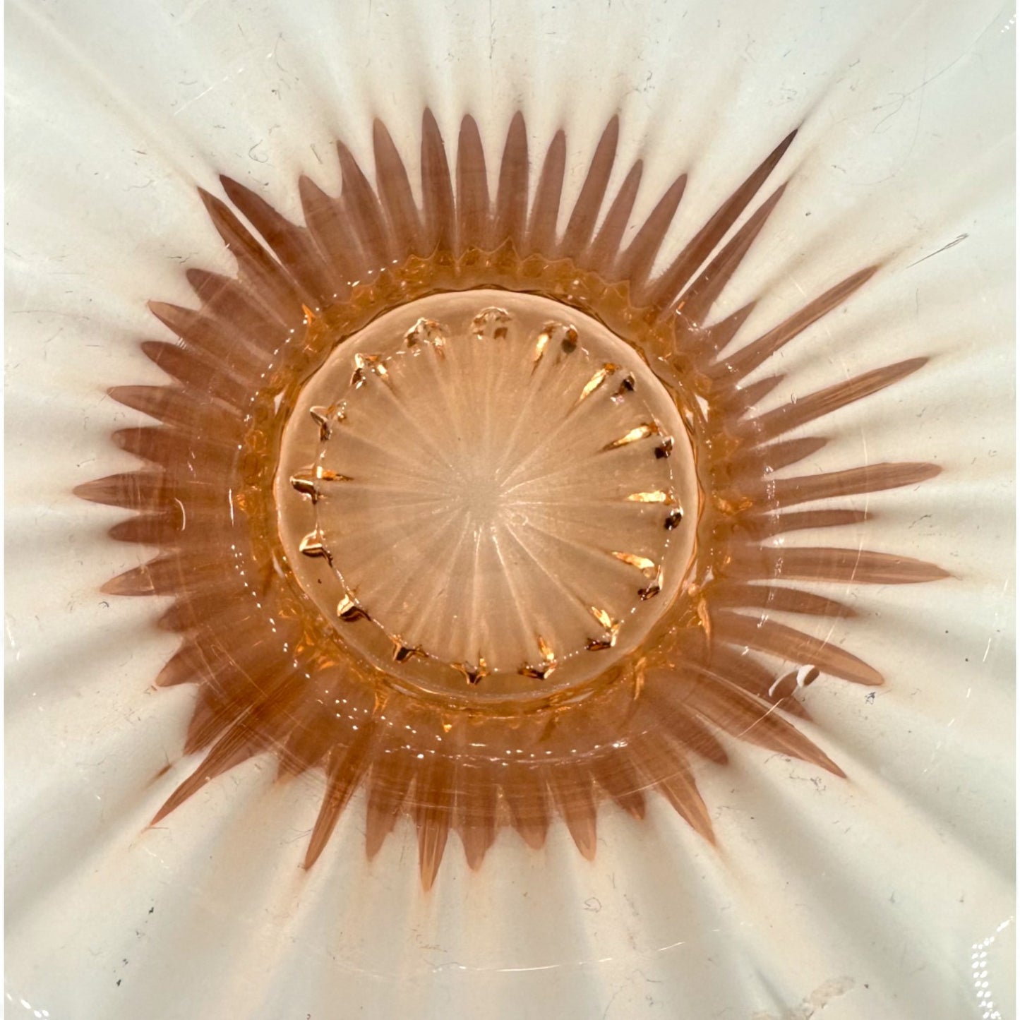 Art Deco Depression Glass Vase - Rose Coloured Lily Vase