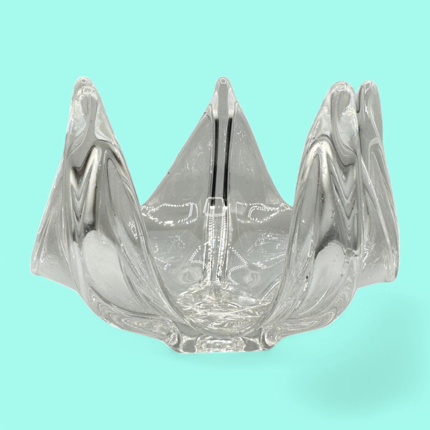 Bohemian Clear Glass Five Finger Dish/Bowl for Unique Display