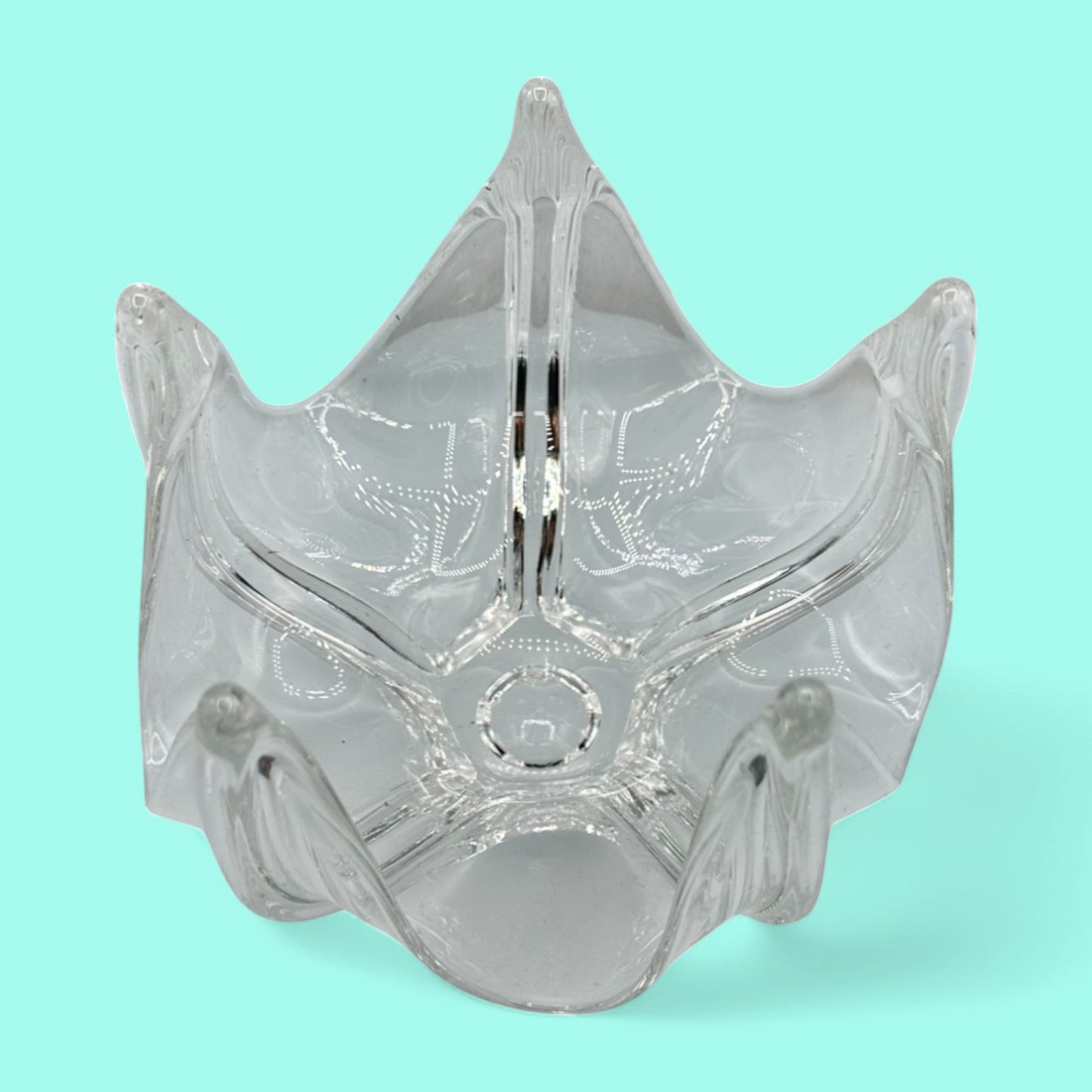 Bohemian Clear Glass Five Finger Dish/Bowl for Unique Display