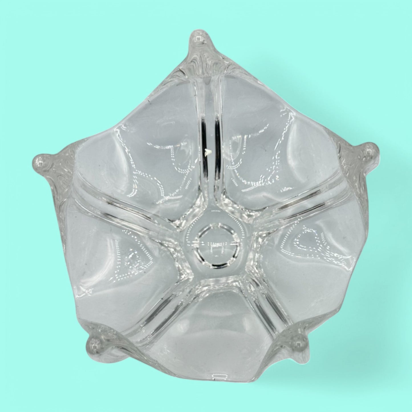 Bohemian Clear Glass Five Finger Dish/Bowl for Unique Display