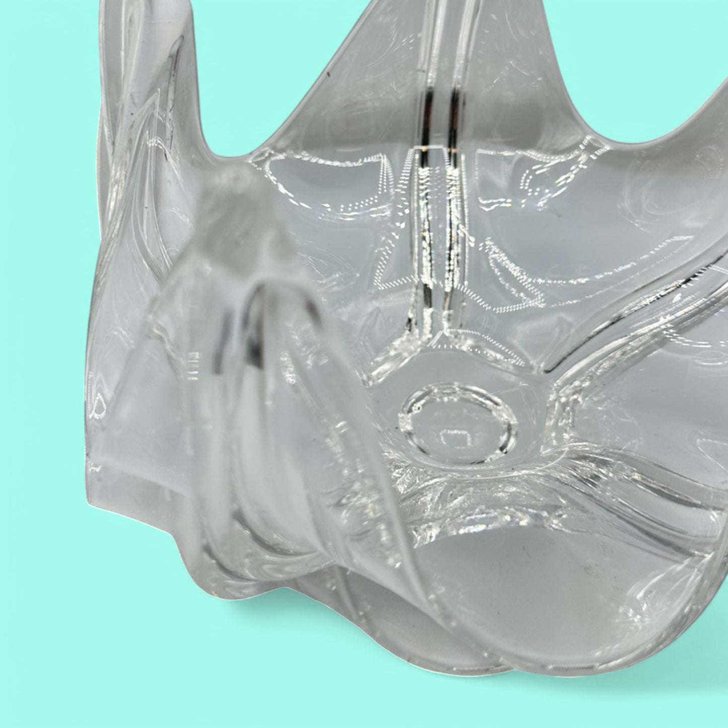 Bohemian Clear Glass Five Finger Dish/Bowl for Unique Display