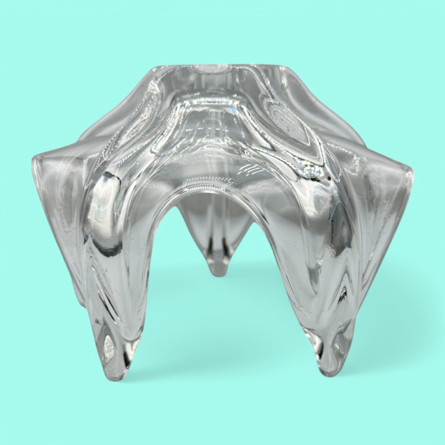 Bohemian Clear Glass Five Finger Dish/Bowl for Unique Display