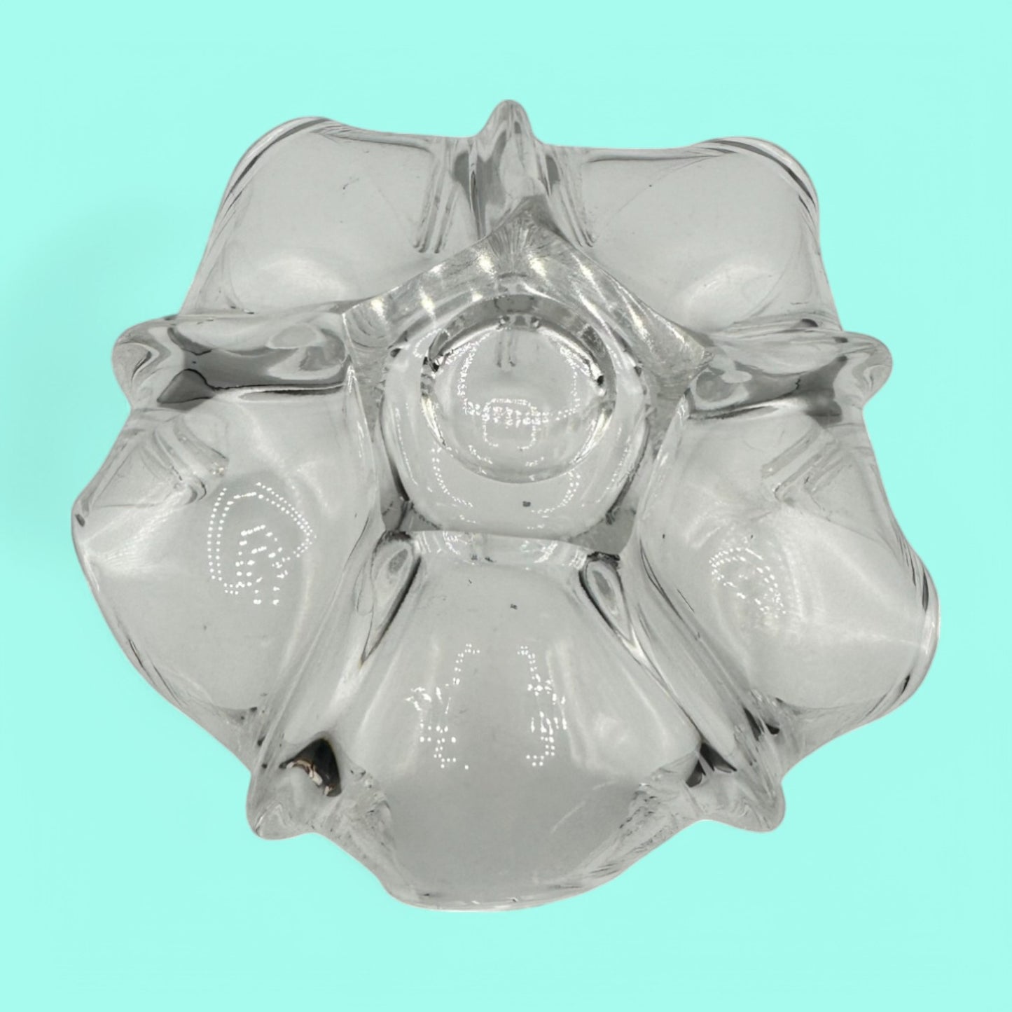 Bohemian Clear Glass Five Finger Dish/Bowl for Unique Display