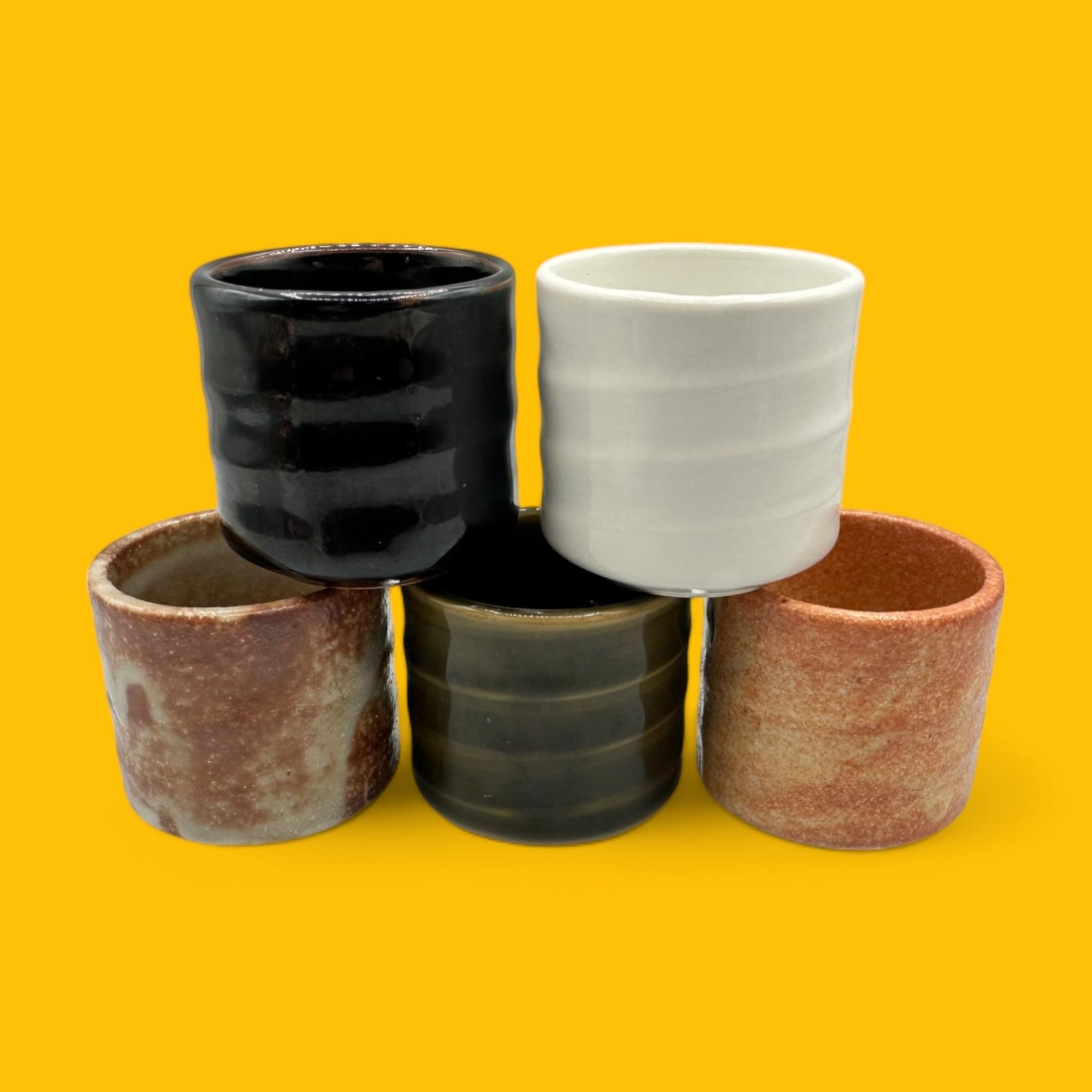 Traditional Japanese Ceramic Tea Cups - Traditional Japanese Designs - Set of 5 featuring unique motifs for serene tea moments.
