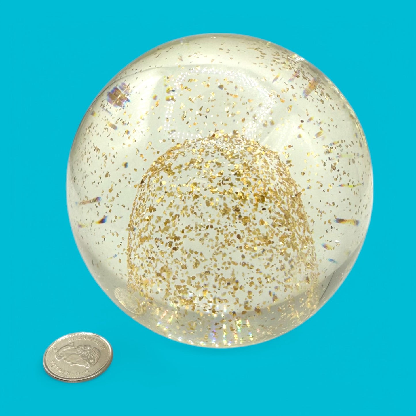 Glass Paperweight with Gold Flakes - 4" Sphere