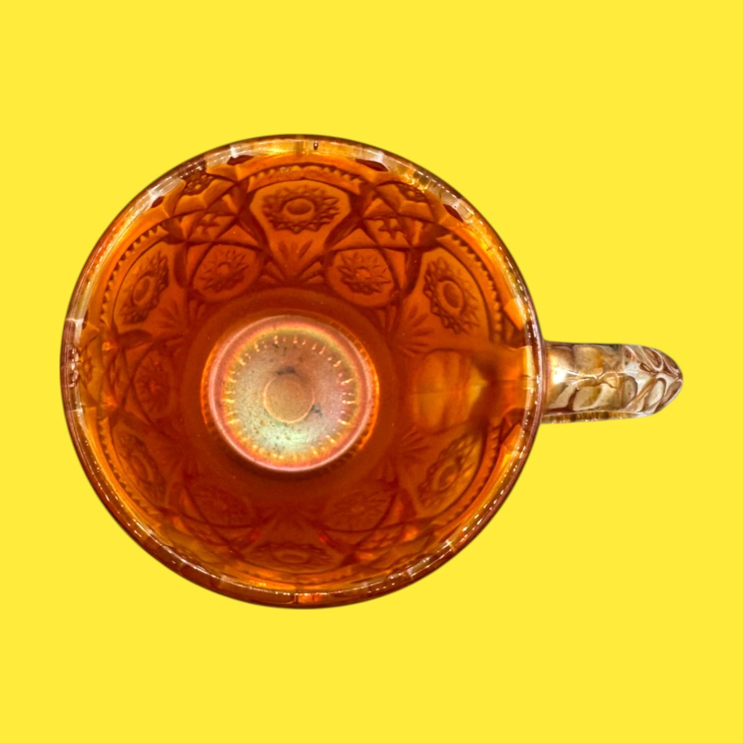 Vintage Orange Carnival Glass Tea Cups – Iridescent 1960s MCM