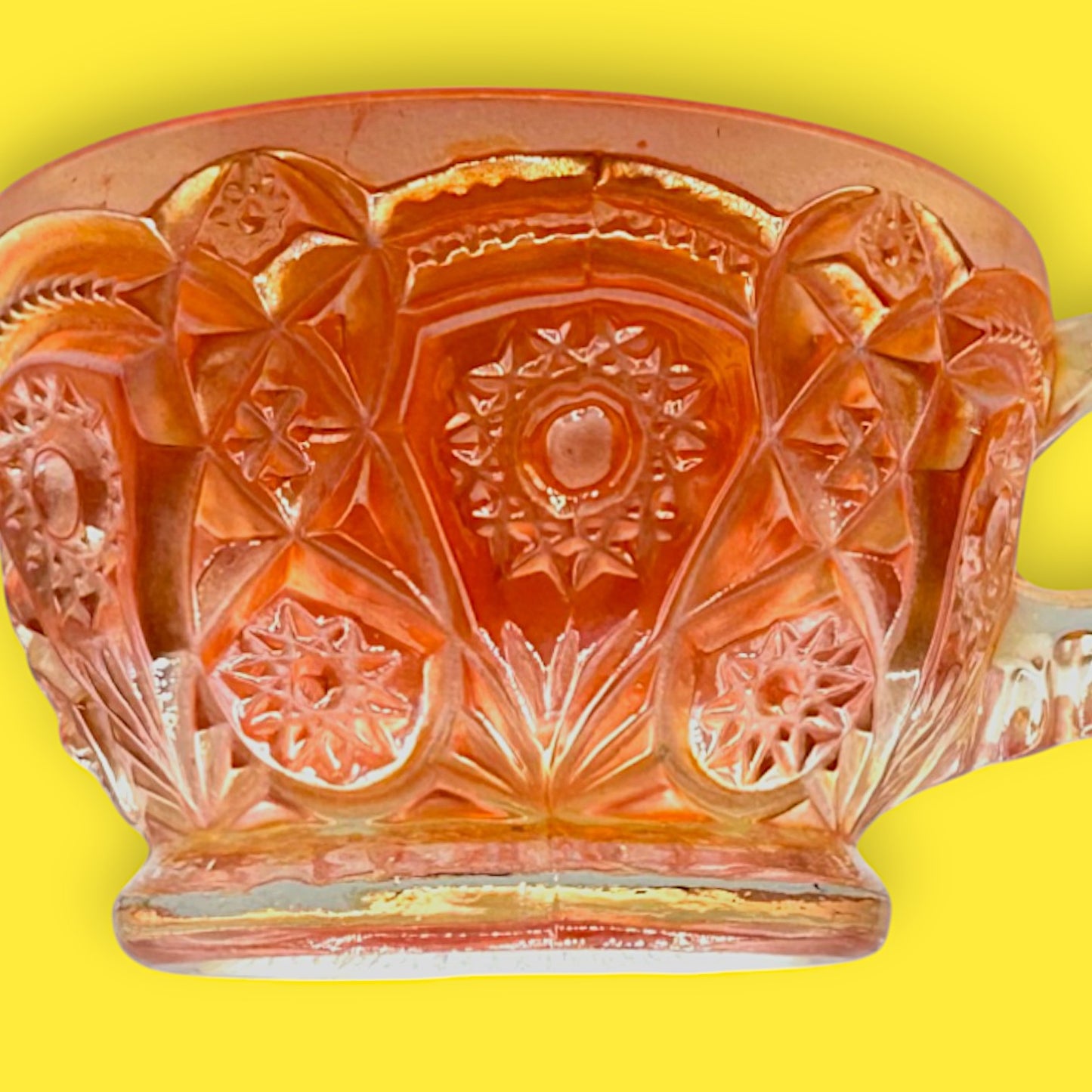 Vintage Orange Carnival Glass Tea Cups – Iridescent 1960s MCM