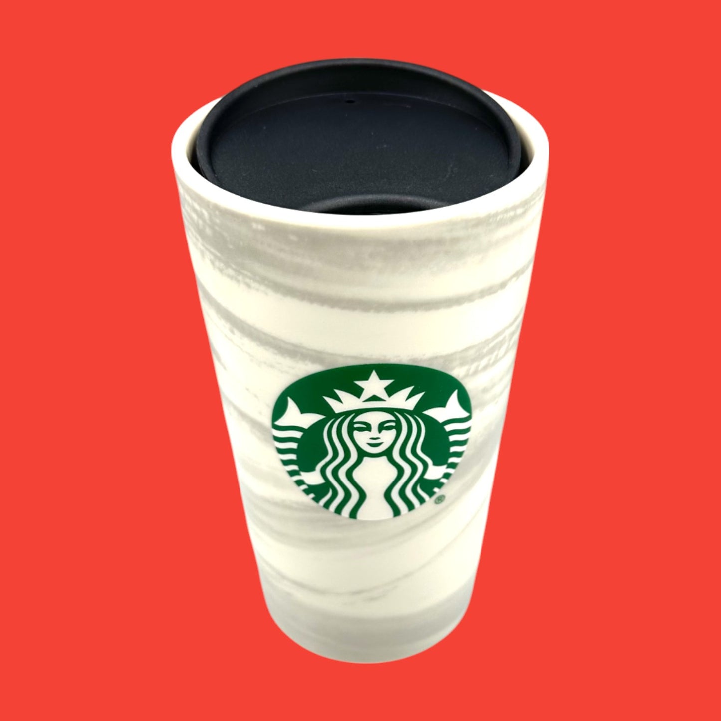 Starbucks Marble Ceramic Travel Mug With Green Logo (12oz) – Replacement Mug with Lid