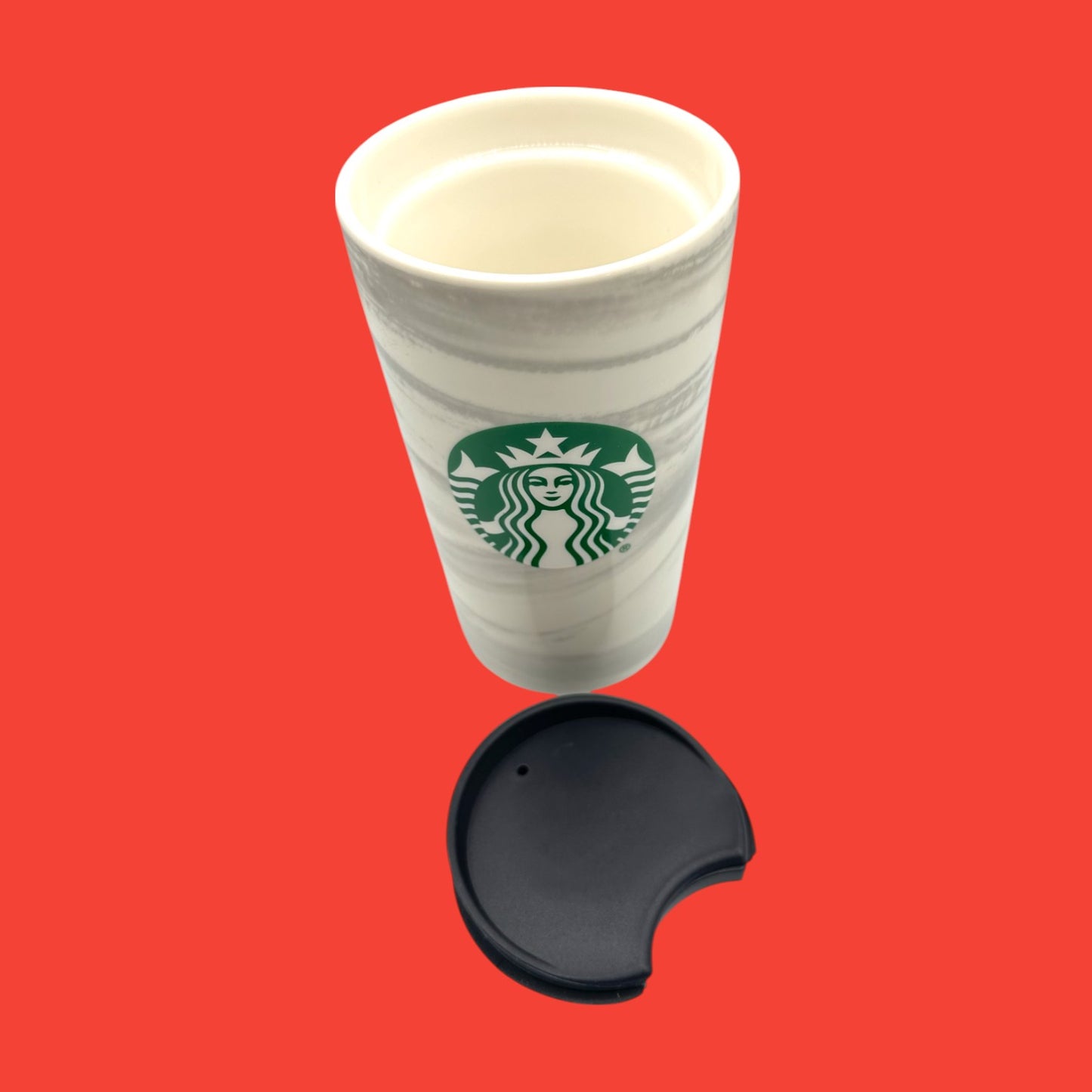 Starbucks Marble Ceramic Travel Mug With Green Logo (12oz) – Replacement Mug with Lid