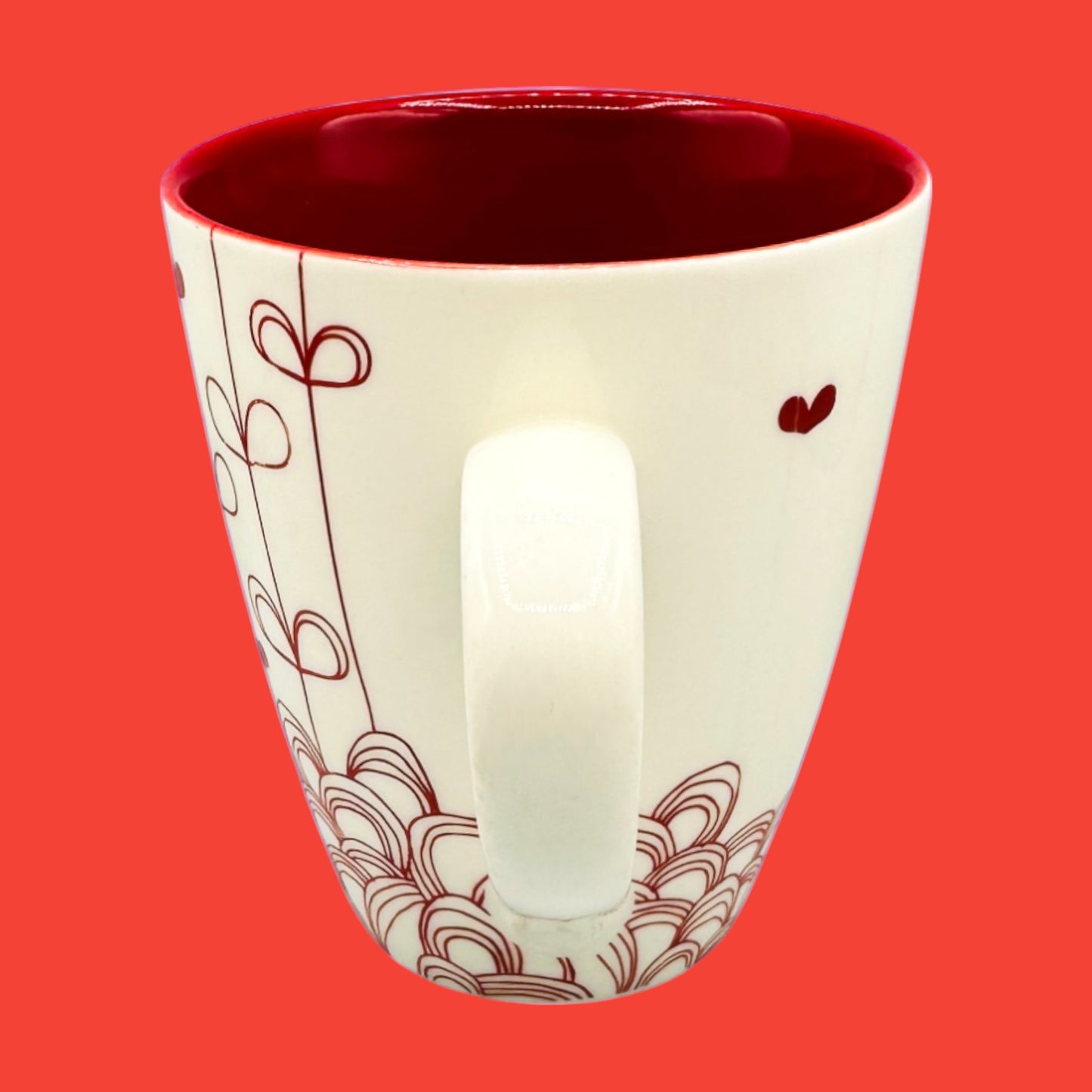 Starbucks Red and White Hearts Valentines 2009 Coffee Mug (12oz) – Replacement Mug in New Bone China