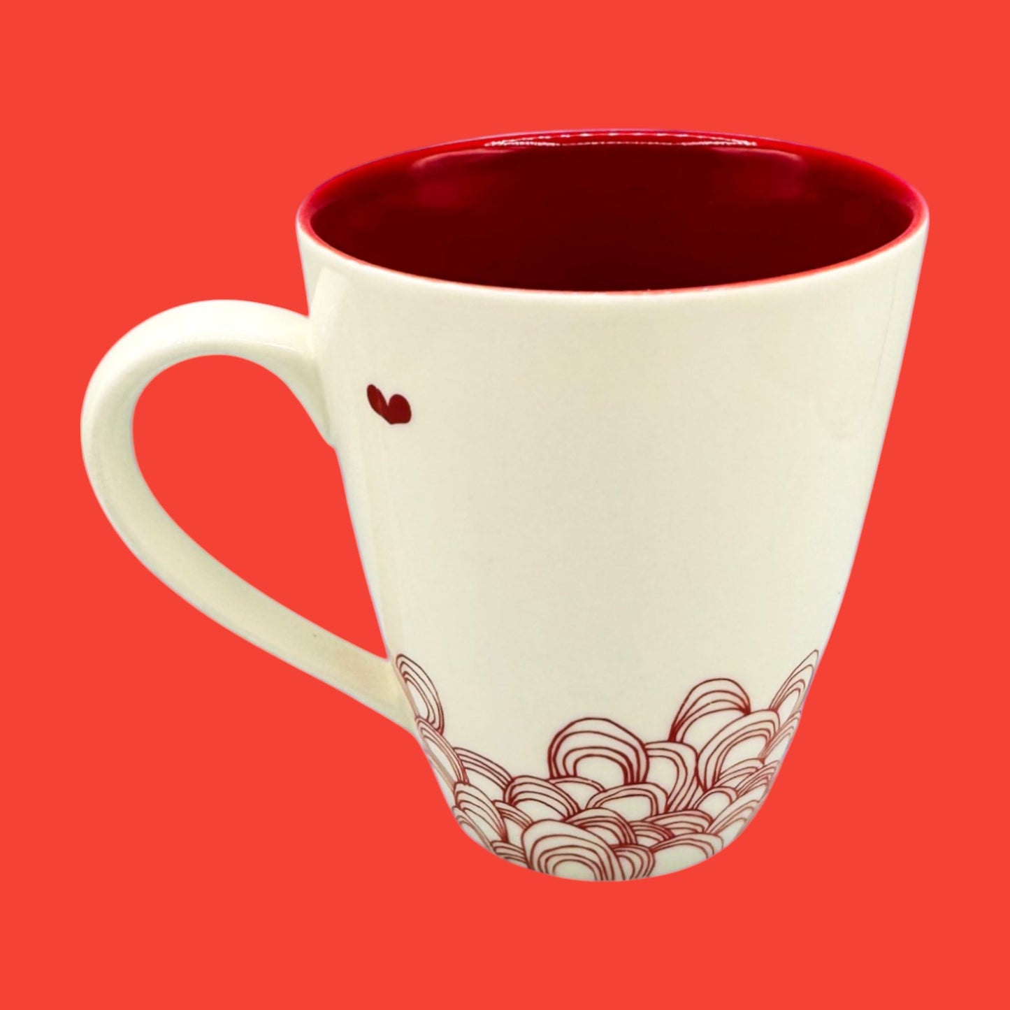 Starbucks Red and White Hearts Valentines 2009 Coffee Mug (12oz) – Replacement Mug in New Bone China