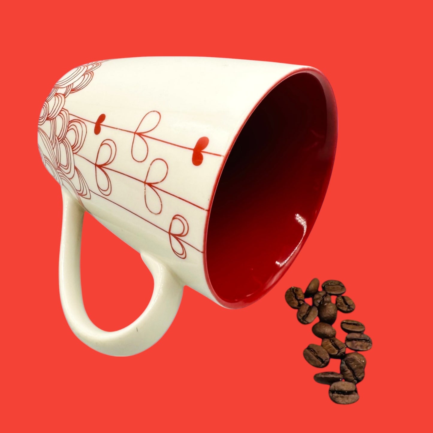 Starbucks Red and White Hearts Valentines 2009 Coffee Mug (12oz) – Replacement Mug in New Bone China