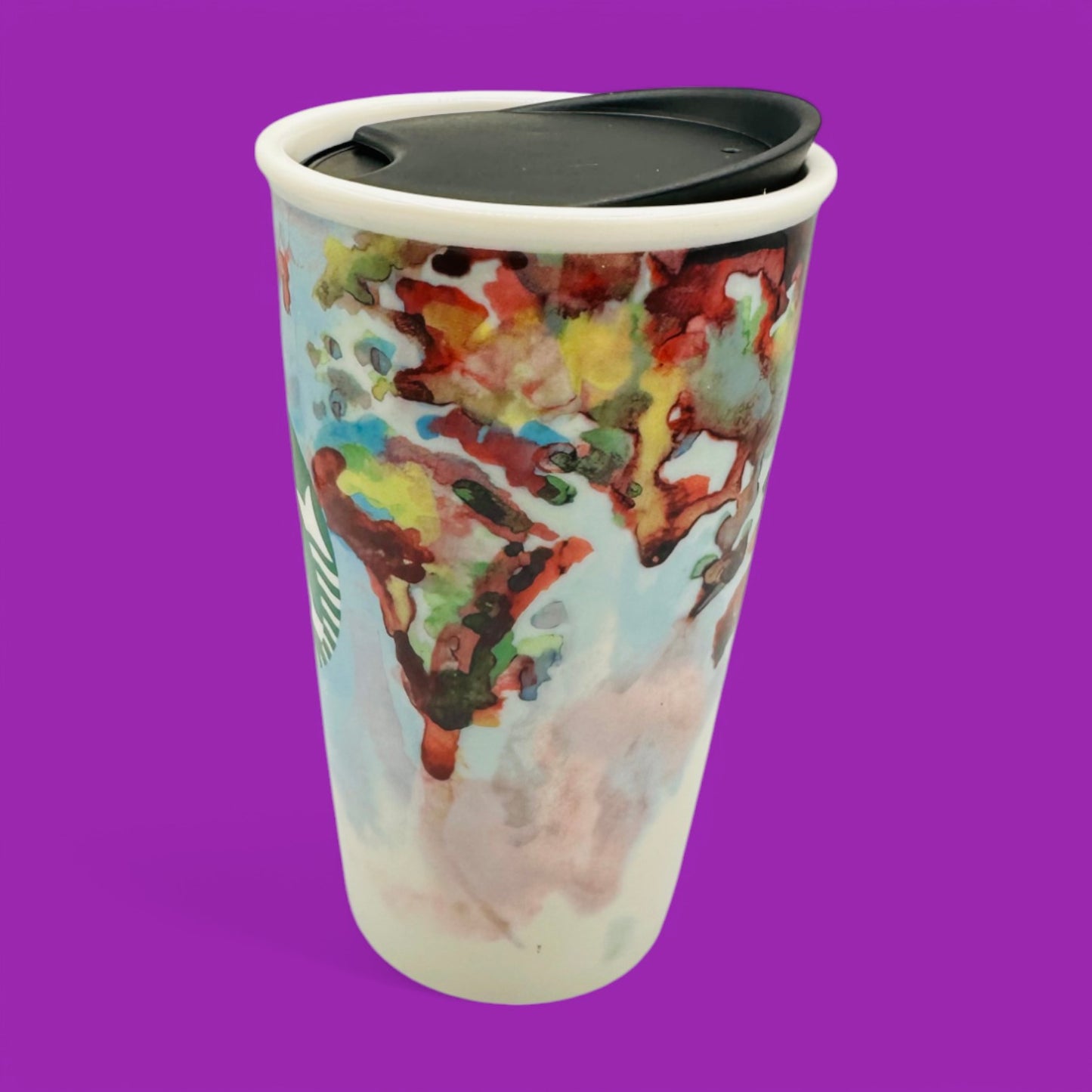 Starbucks 2015 Shelby Kroeger Ceramic Travel Mug β Watercolour World Map Replacement Mug (12oz)