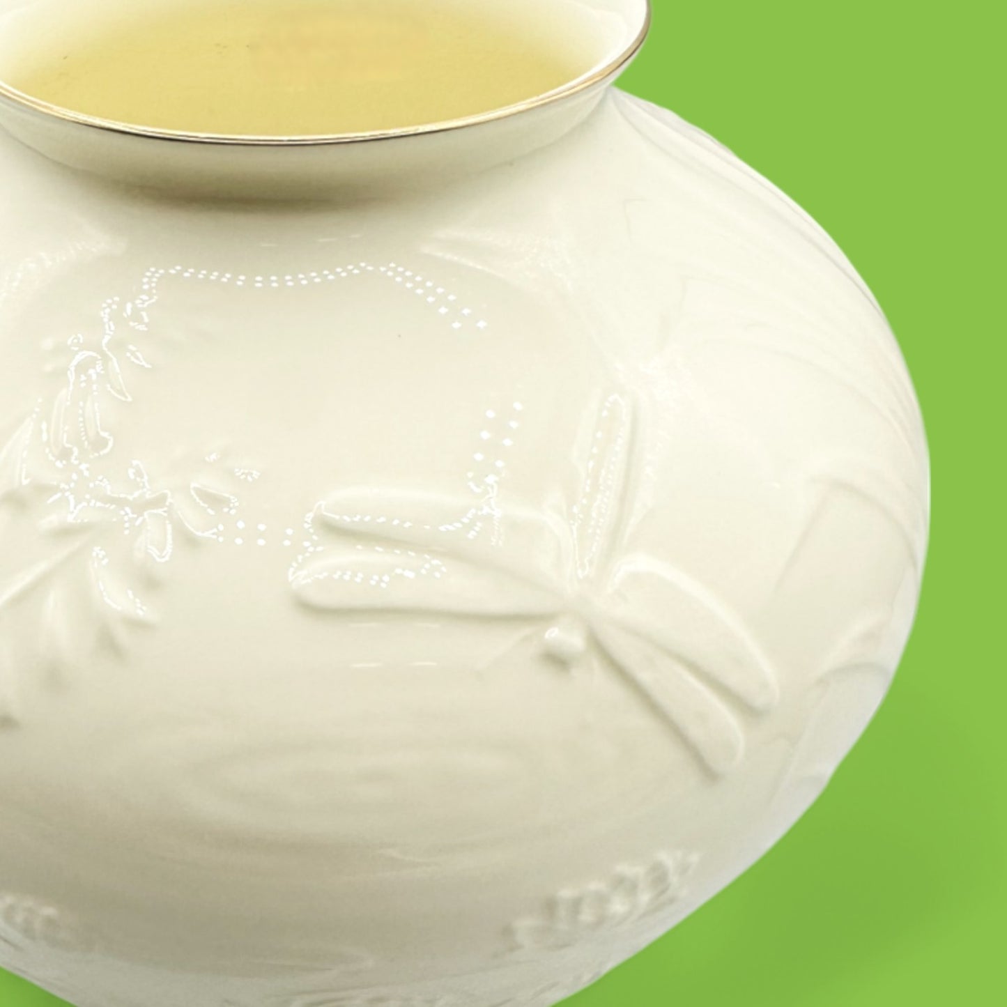 Pfaltzgraff Water Garden Vase, Dragonfly Embossed Bone China 6.5" features elegant floral details for your home decor.