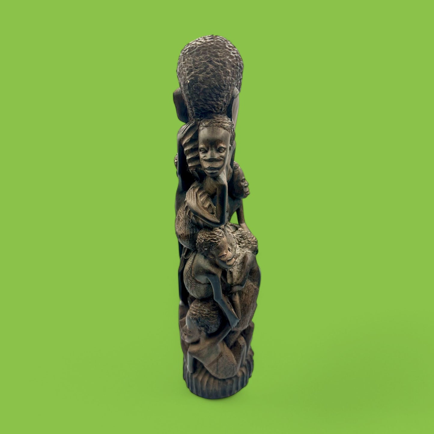Hand-Carved African Makonde Family Tree Sculpture / Carving Ebony Art showcases generations in stunning detail and craftsmanship.