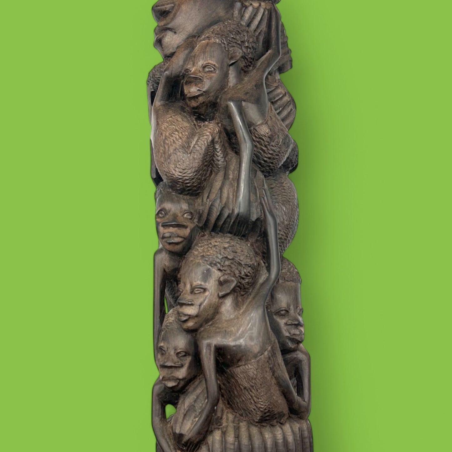 Hand-Carved African Makonde Family Tree Sculpture / Carving Ebony Art - 14.9"